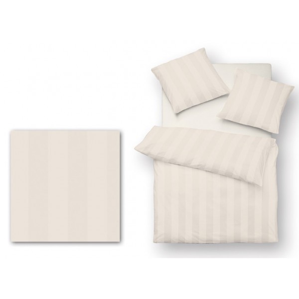 Dekbedovertrek Satijn Gestreept - 1 persoons - 140 x 200/220 cm - Creme main product photo
