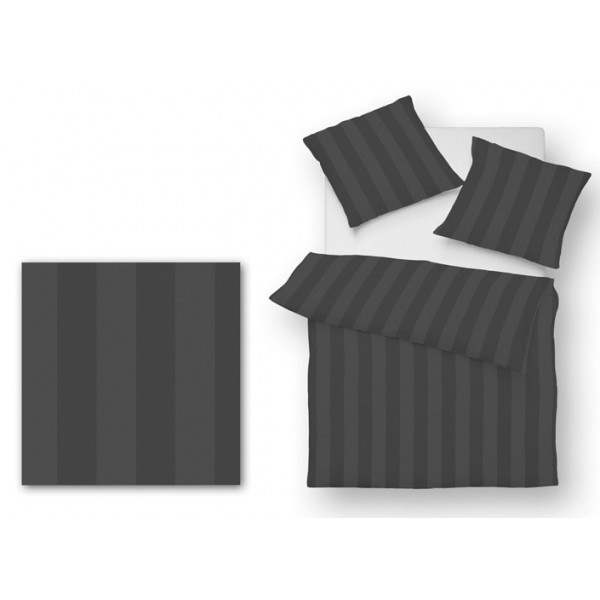Dekbedovertrek Satijn Gestreept - 1 persoons - 140 x 200/220 cm - Antraciet main product photo