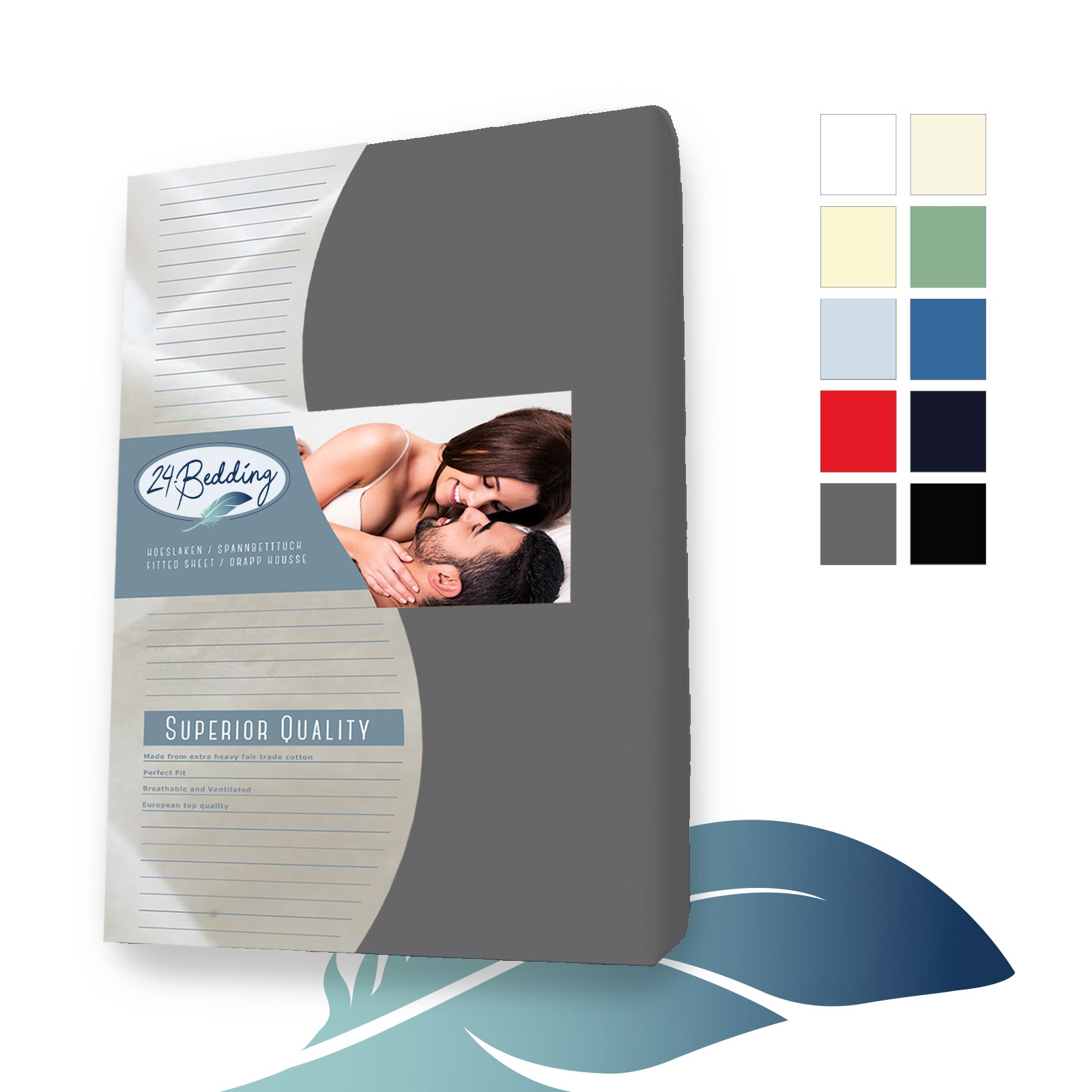 Duopak 2 stuks!! - Badstof hoeslaken 90 x 210 cm donker Grijs main product photo