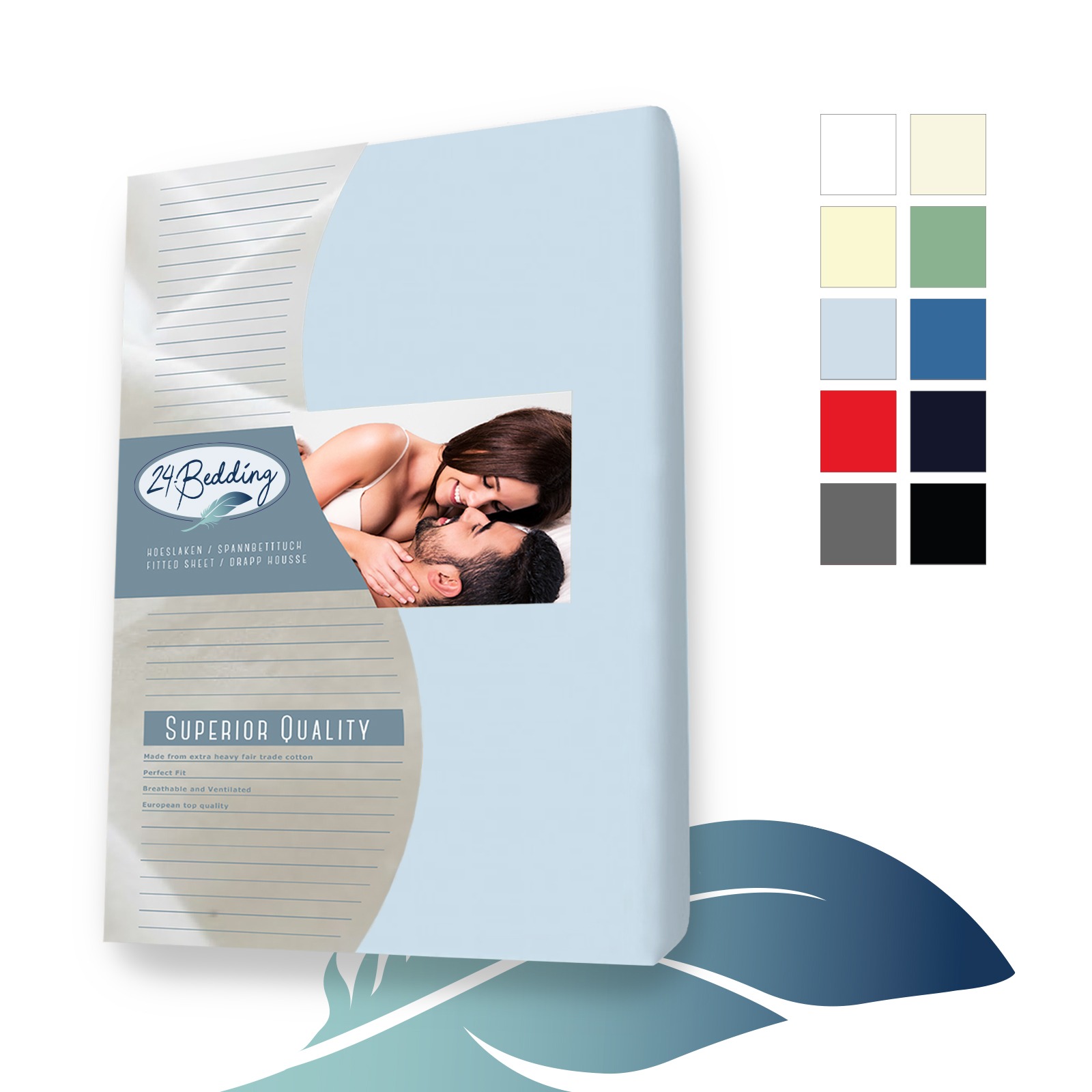 Duopak 2 stuks!! - Badstof hoeslaken 90 x 200 cm licht Blauw main product photo