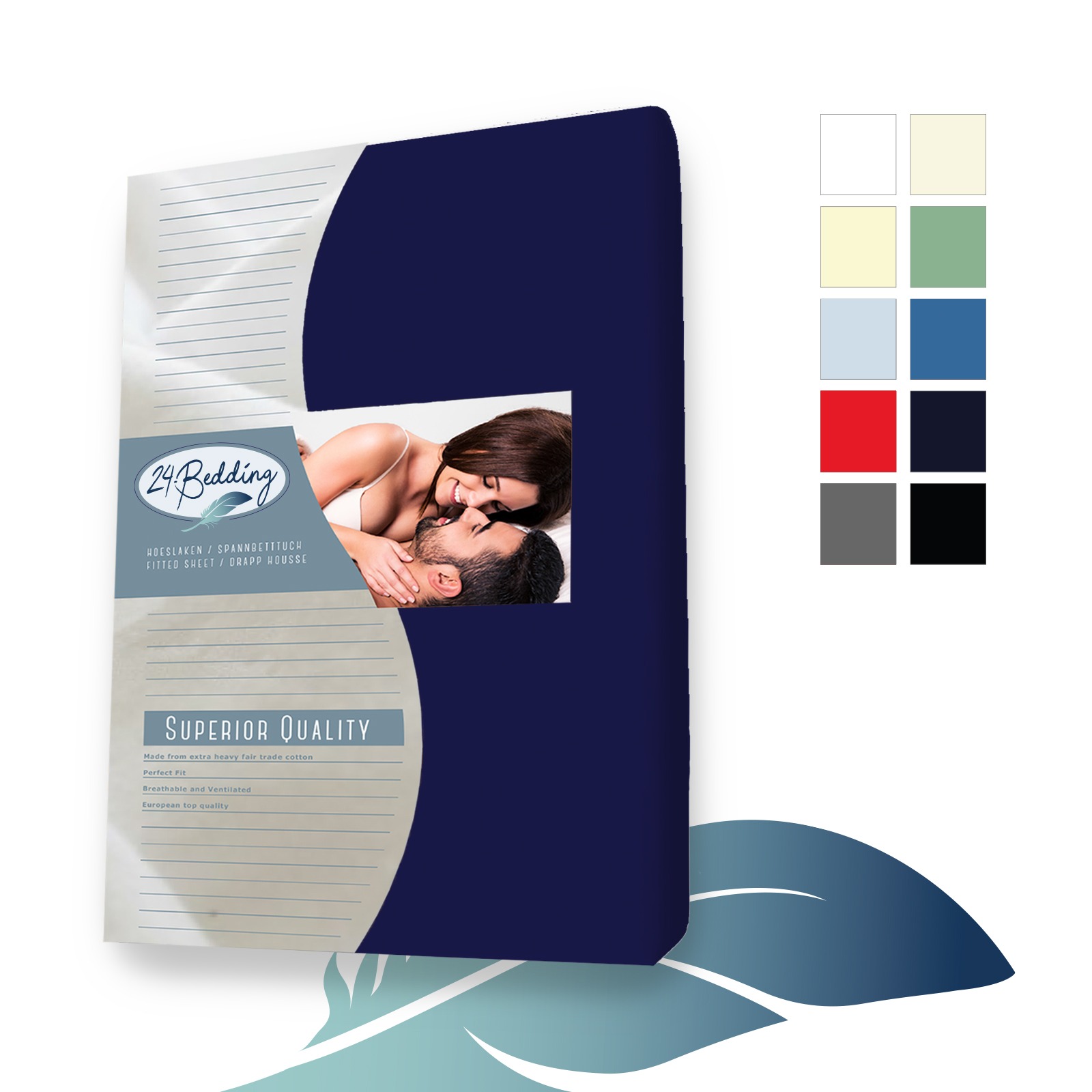 Badstof hoeslaken 160 x 210 cm Marine main product photo