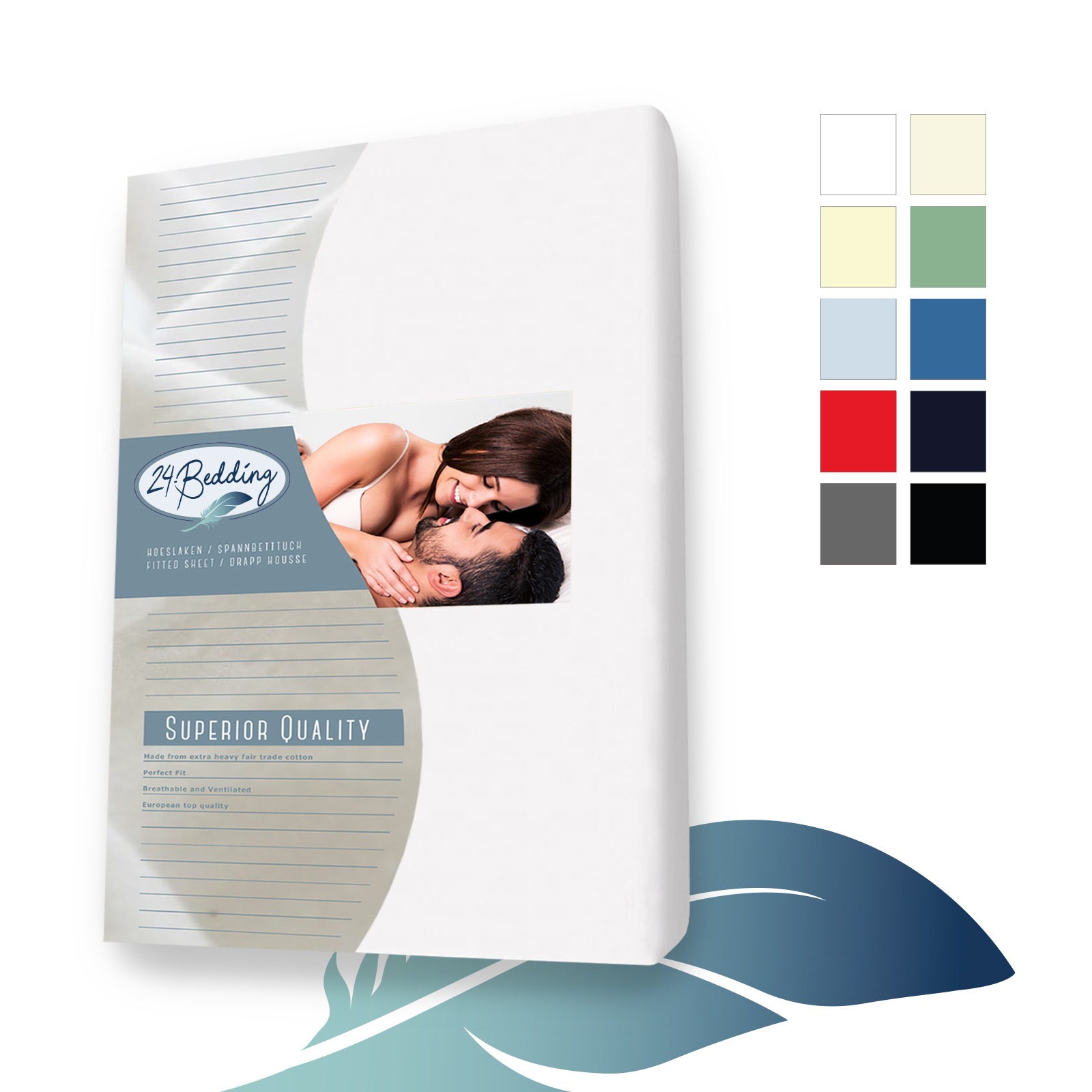 Badstof hoeslaken 180 x 220 cm Wit main product photo