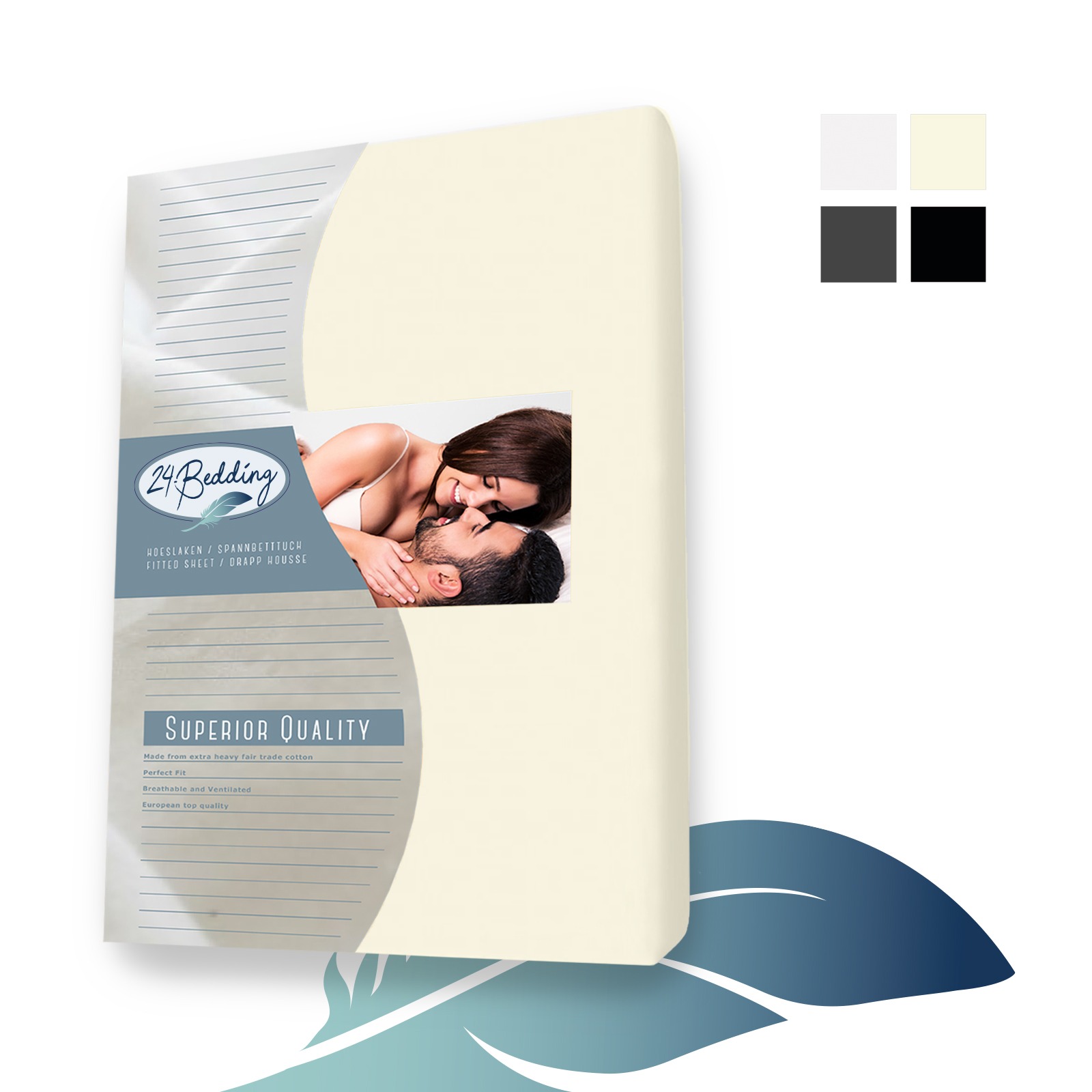 Duopak 2 stuks!! - Boxspring hoeslaken Jersey 80 x 210 cm Beige main product photo