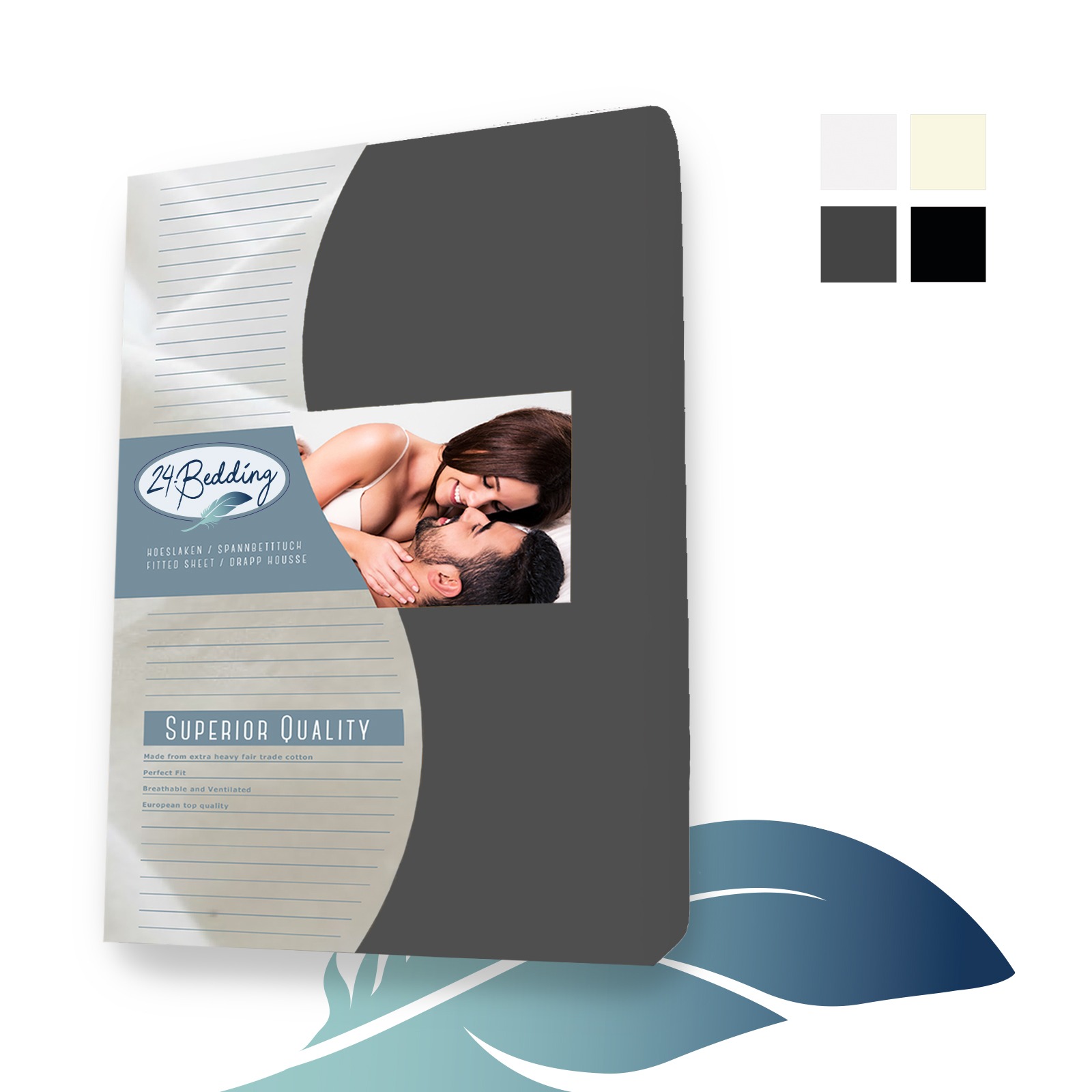 Duopak 2 stuks!! - Boxspring hoeslaken Jersey 80 x 200 cm donker Grijs main product photo