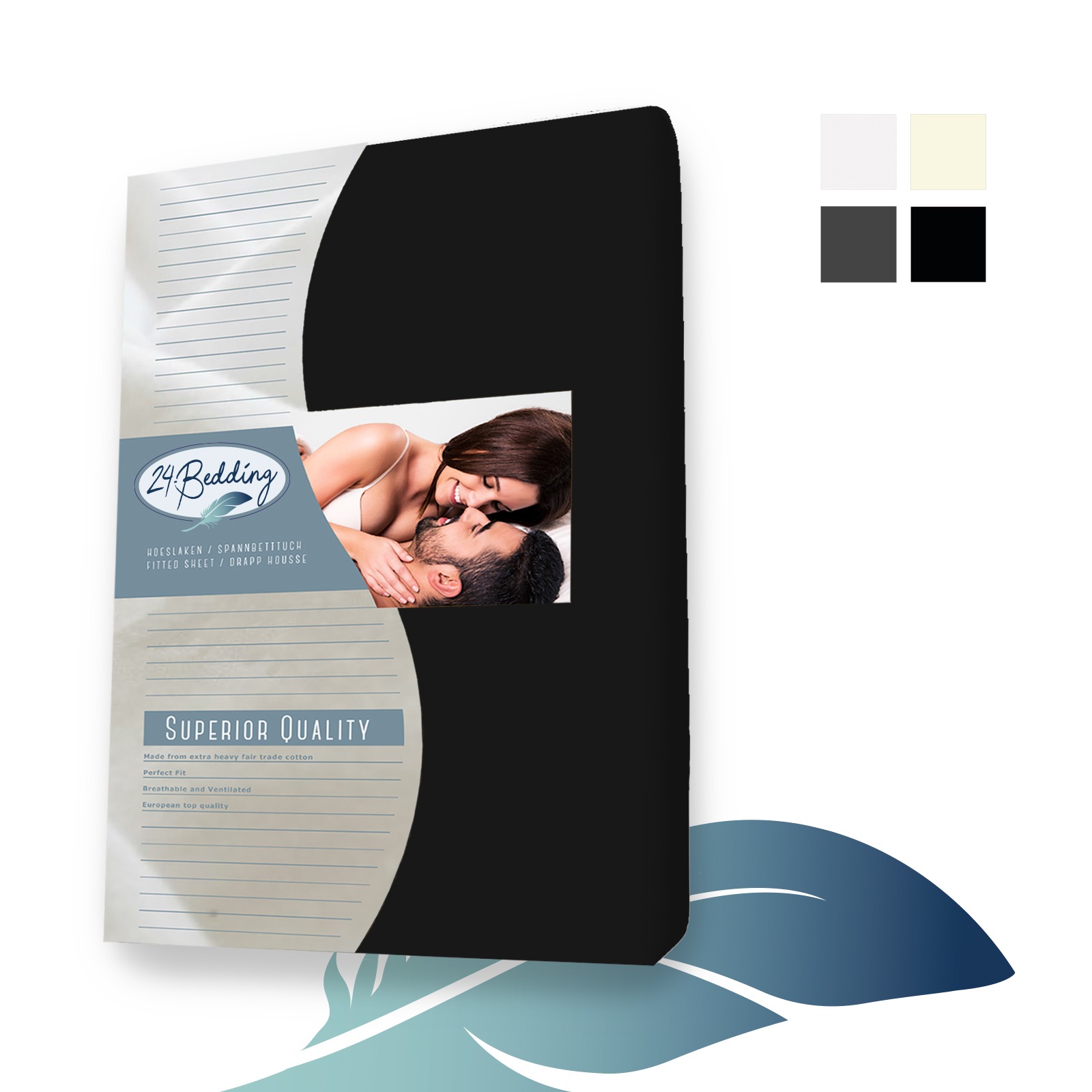 Boxspring hoeslaken Jersey 180 x 220 cm Zwart main product photo