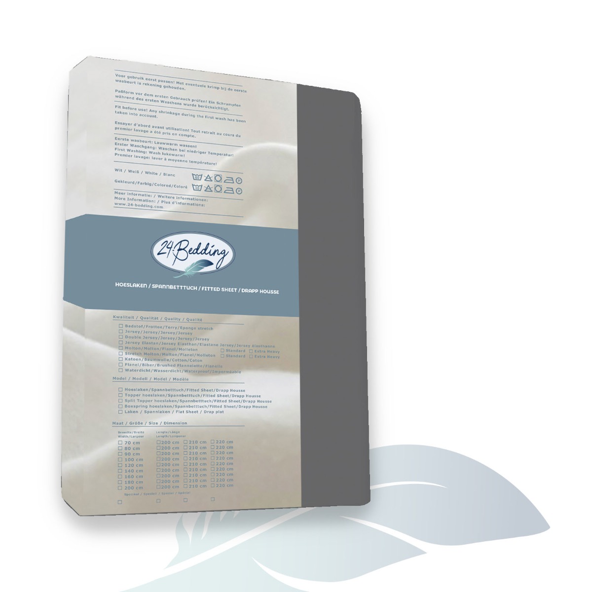 Duopak 2 stuks!! - Katoenen topper hoeslaken 90 x 210 cm Antraciet main product photo