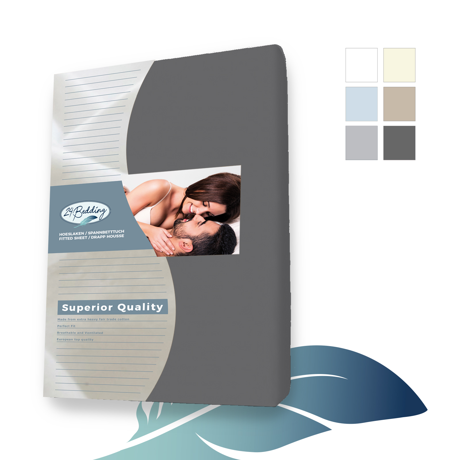 Dubbel Jersey Splittopper Hoeslaken - 200 x 220 cm - donker Grijs main product photo