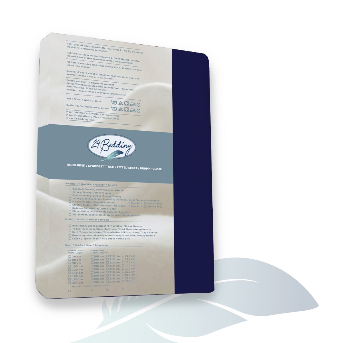 duopak katoen topper hoeslaken 90x220 cm marine achterzijde verpakking