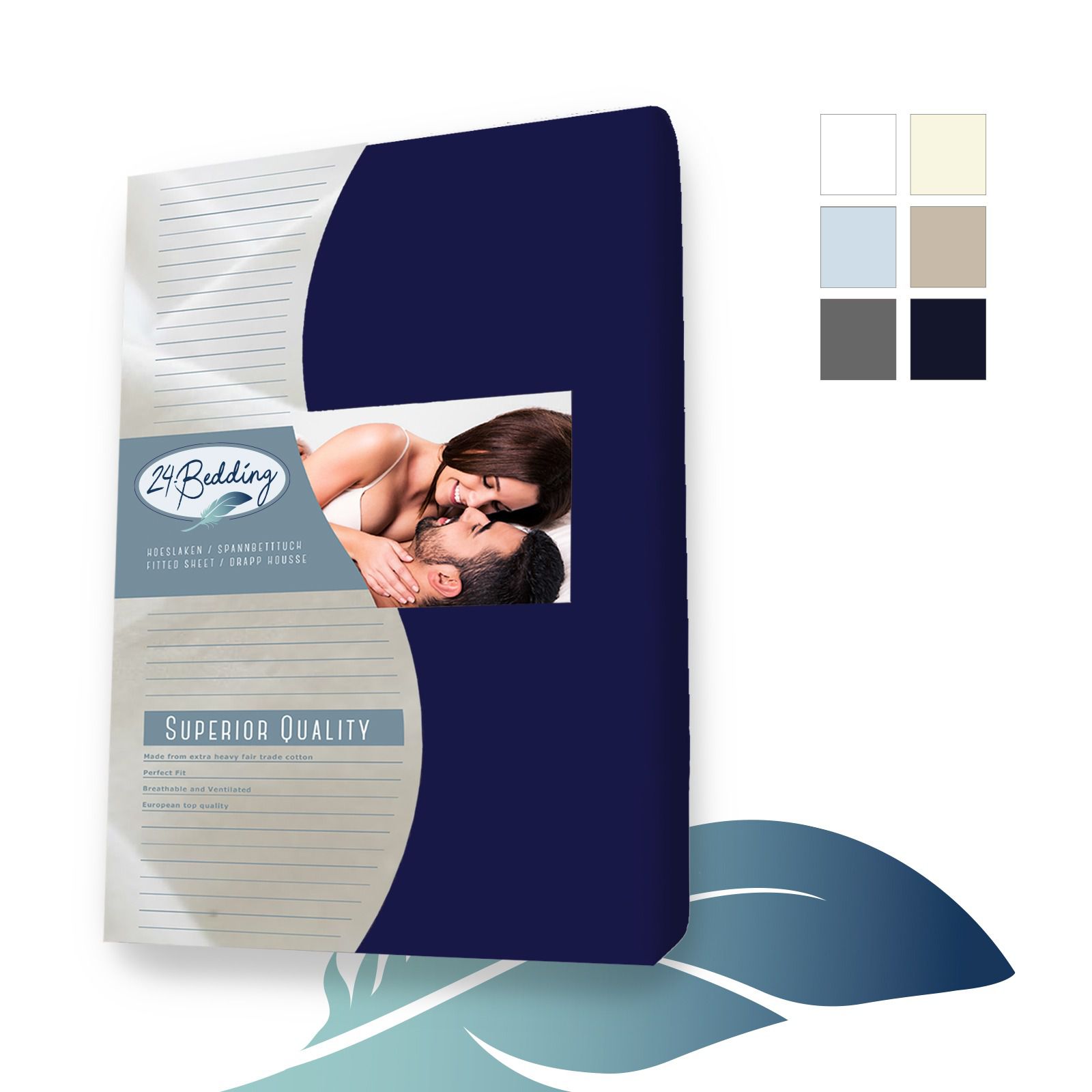 Dubbel Jersey Topper Hoeslaken - 160 x 200 cm - Marine main product photo