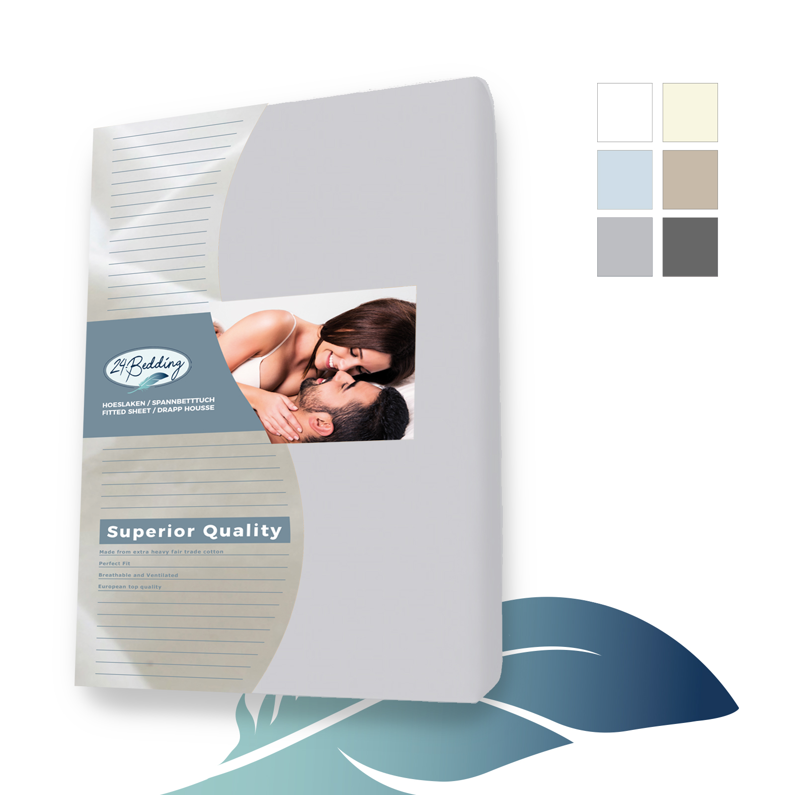 Dubbel Jersey-Splittopper Hoeslaken - 200 x 220 cm - zilver Grijs