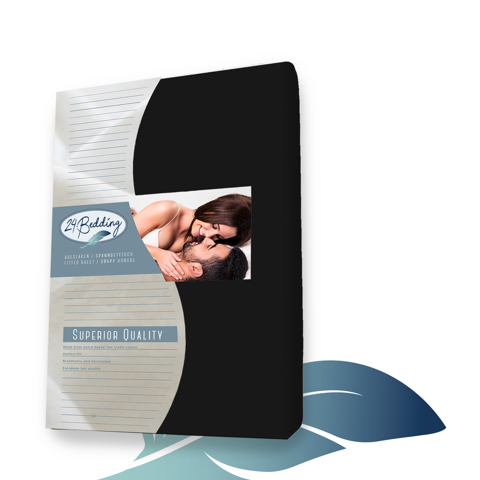 Dubbel Jersey Topper Hoeslaken - 200 x 200 cm - Zwart main product photo