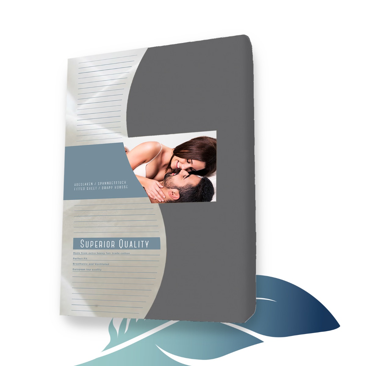 Flanellen hoeslaken 200 x 220 cm Antraciet main product photo