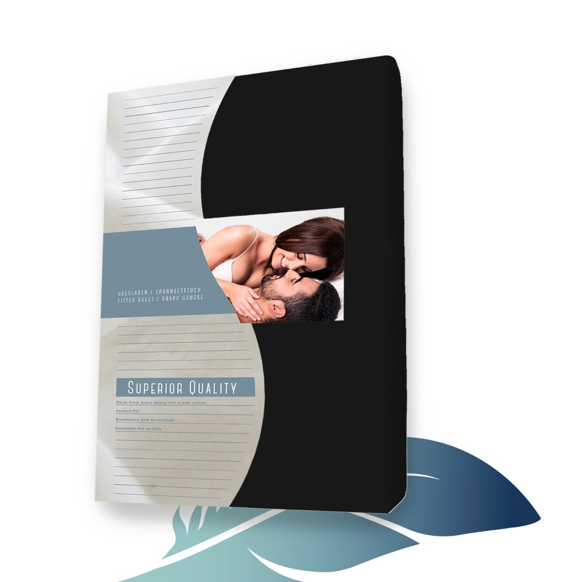 Flanellen topper hoeslaken 140 x 200 cm Zwart main product photo