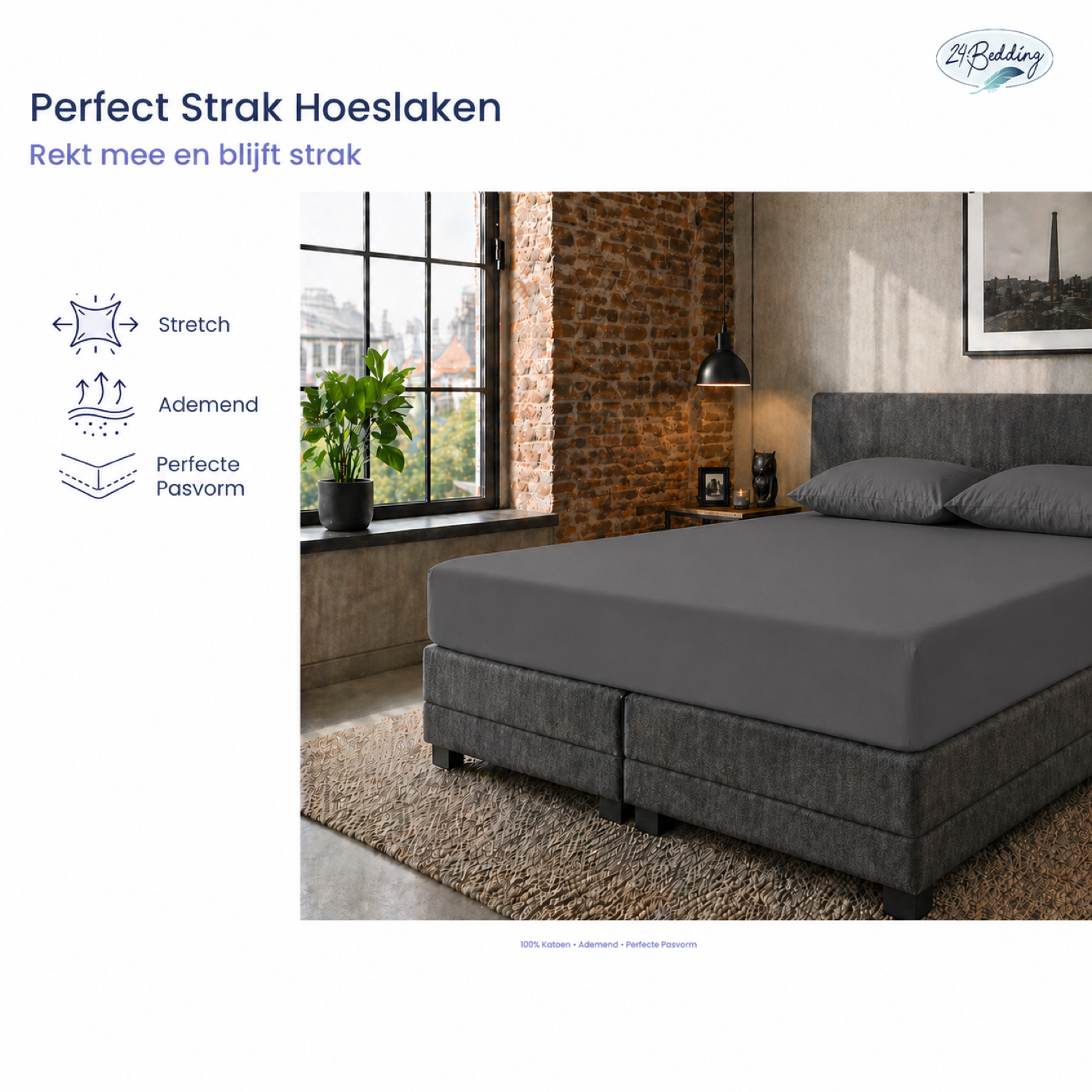 Jersey Elastaan hoeslaken splittopper 180 X 220 cm Antraciet main product photo