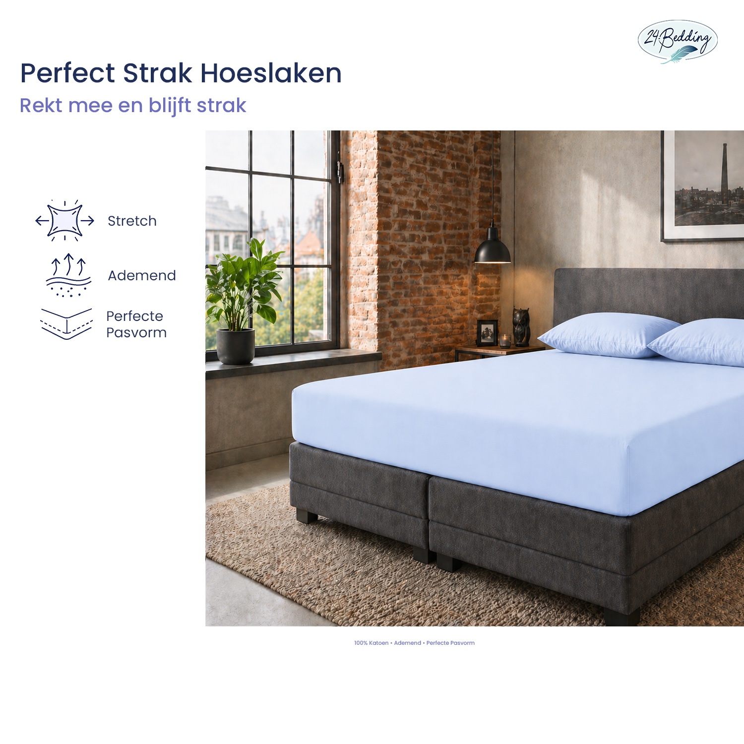Topper hoeslaken Jersey Elastaan 90 x 200 cm licht Blauw main product photo