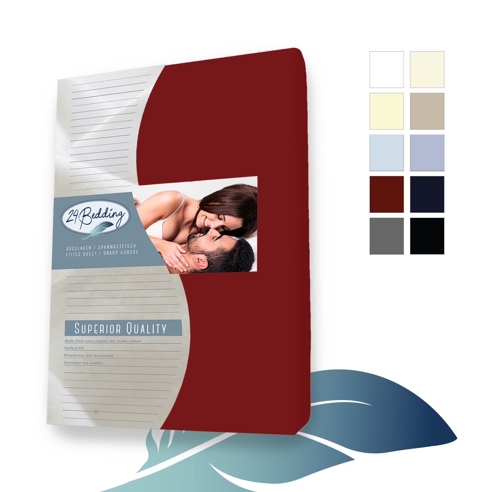 Jersey hoeslaken 90x200 cm Bordeaux main product photo