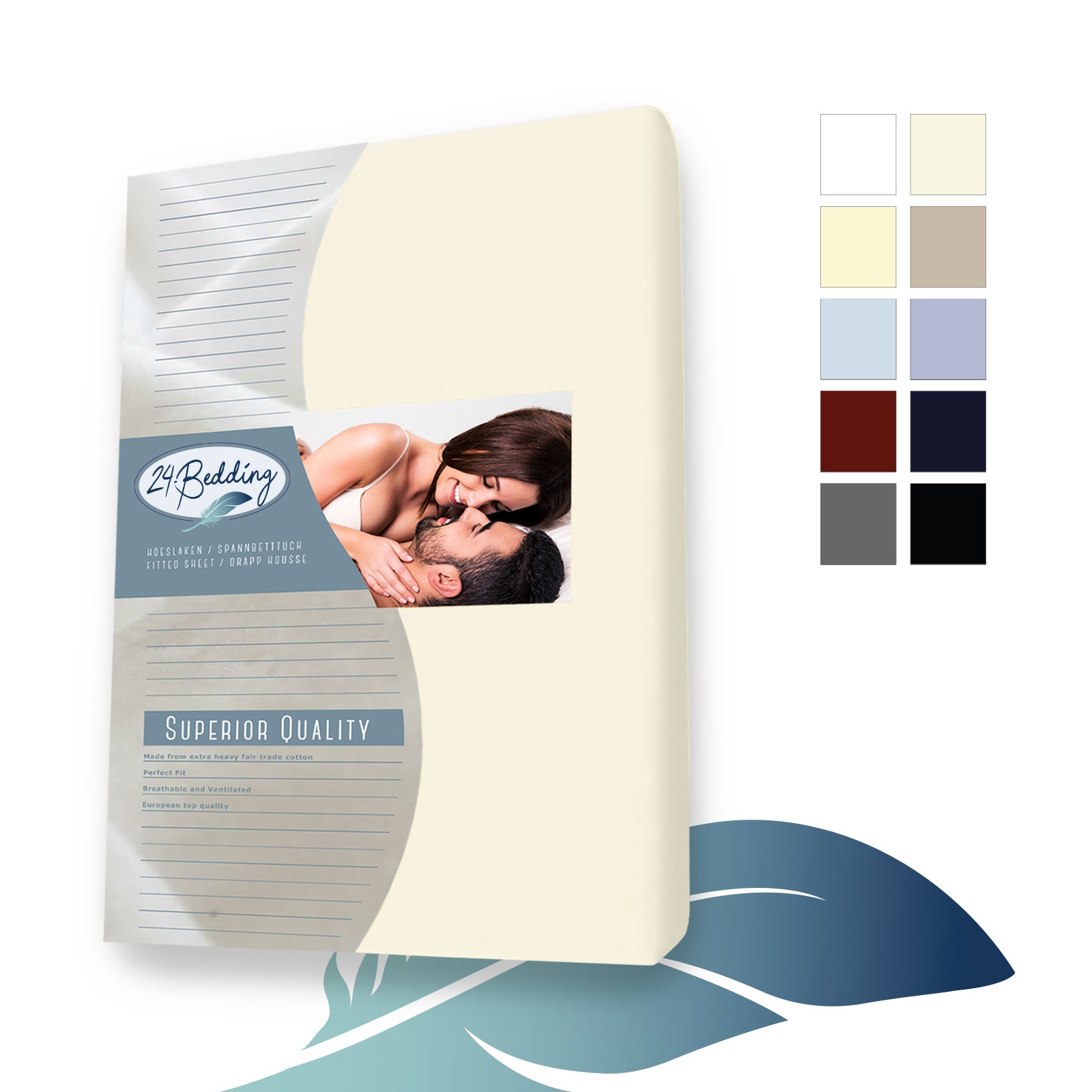 Jersey hoeslaken 90x200 cm Beige main product photo