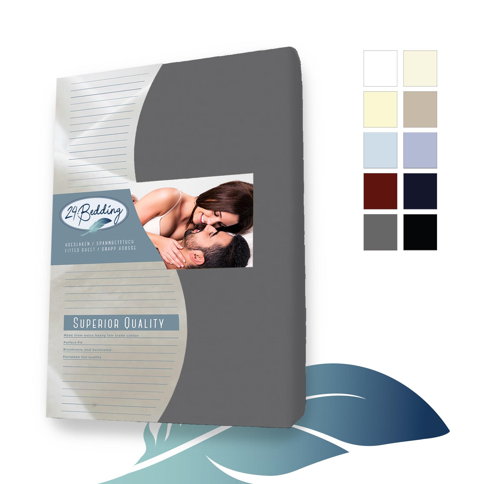Duopak 2 stuks!! - Jersey hoeslaken 90x200 cm donker Grijs main product photo