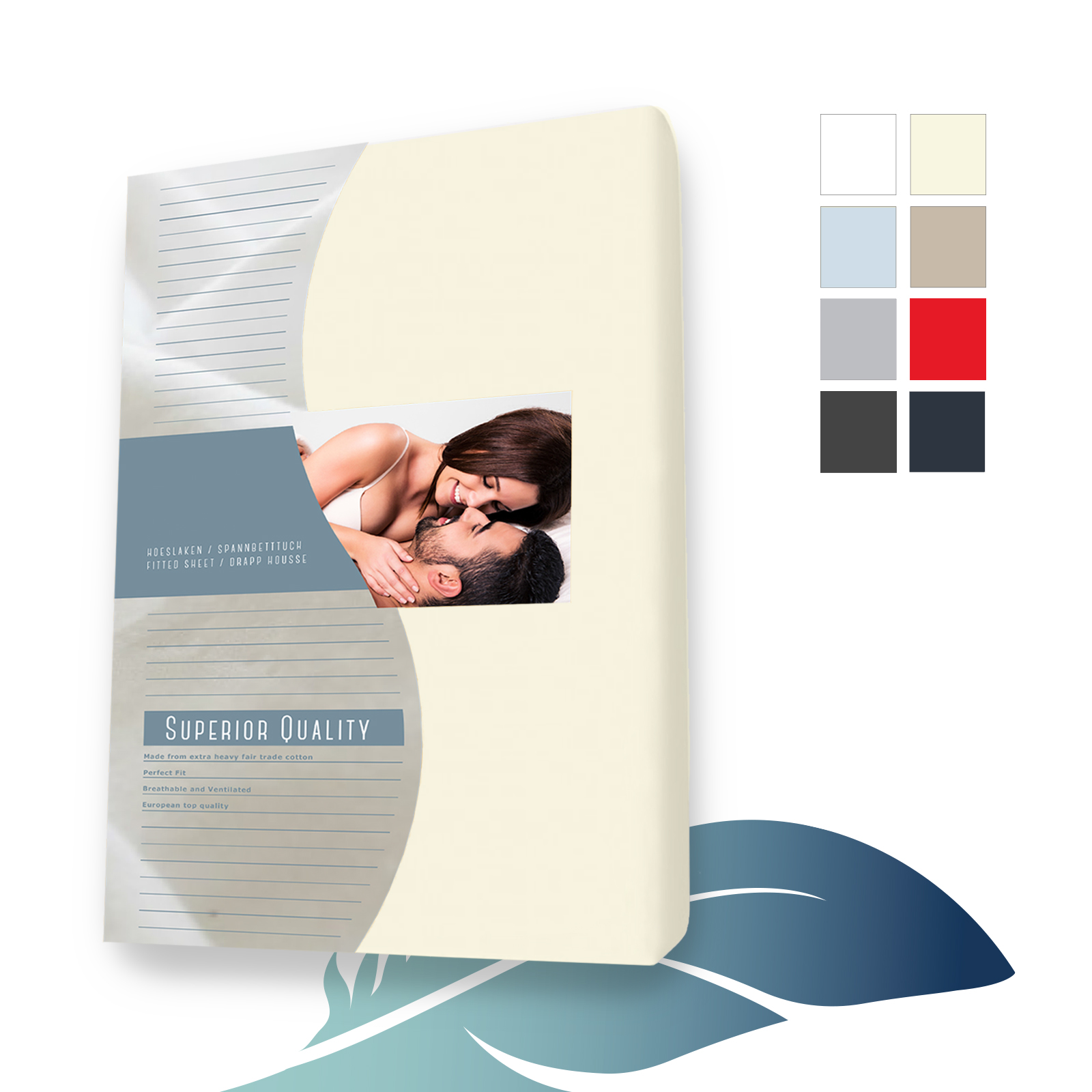 Duopak 2 stuks!! - Jersey hoeslaken Elastaan 90 x 220 cm Beige main product photo