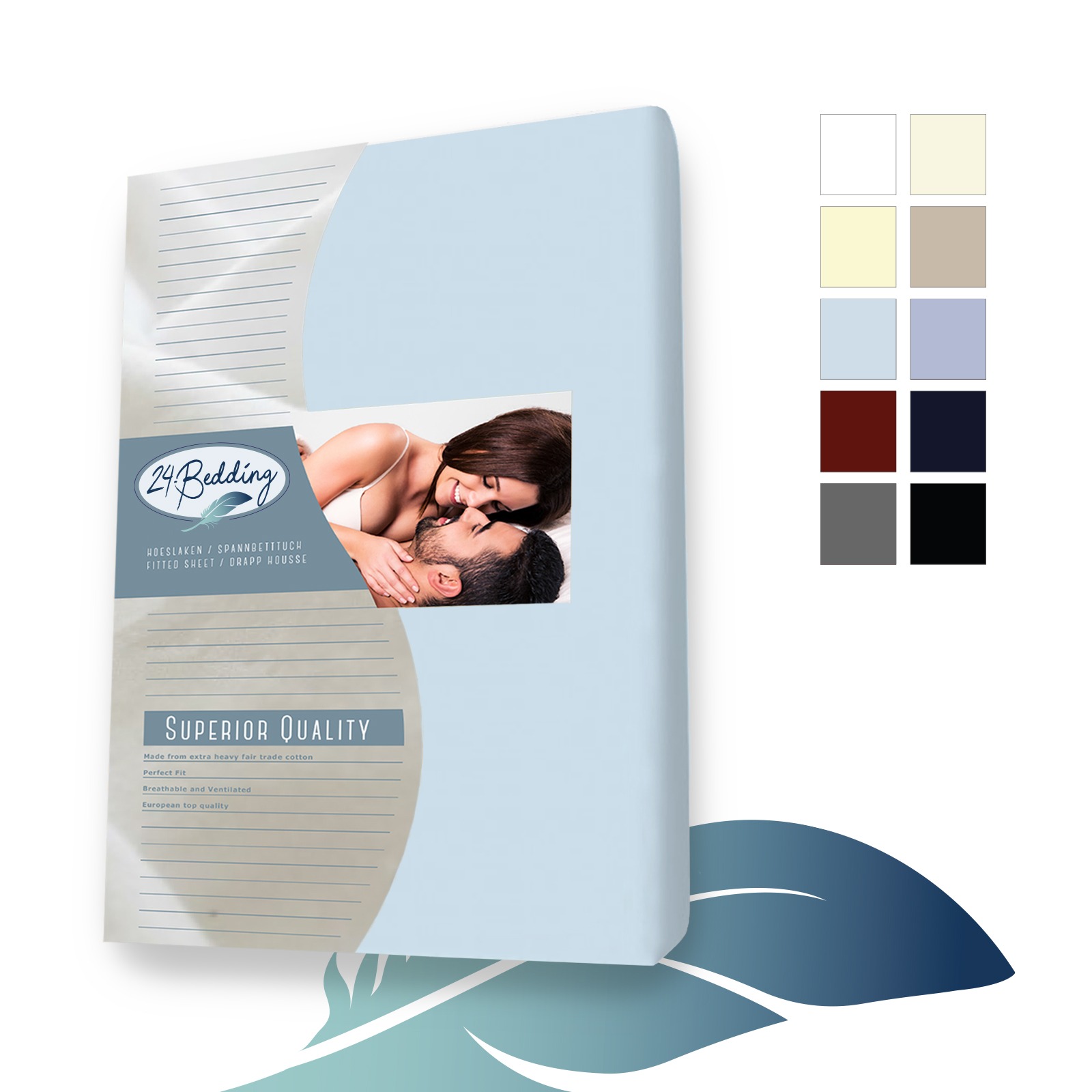 Jersey hoeslaken 90x210 cm licht Blauw main product photo