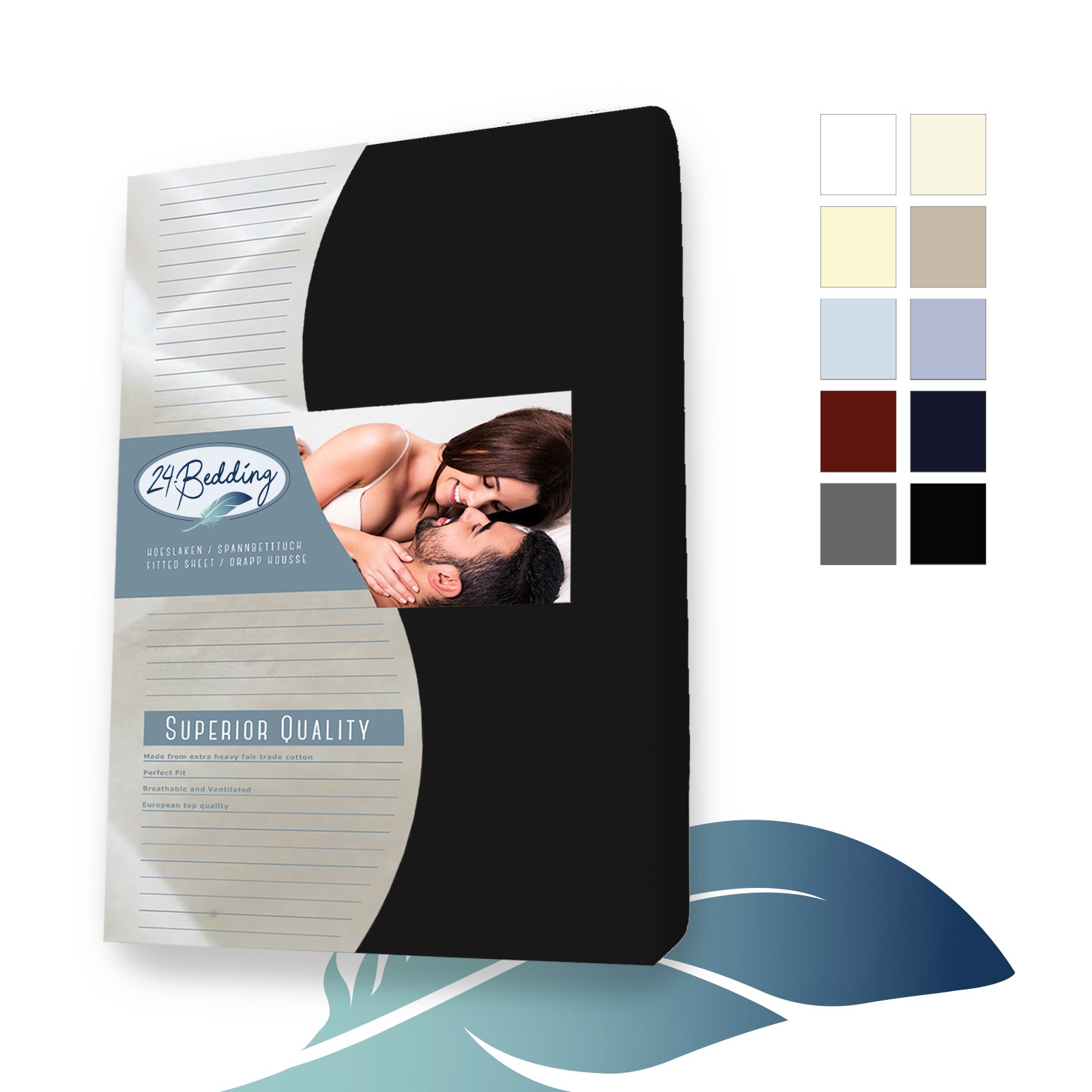 Jersey hoeslaken 100x200 cm Zwart main product photo