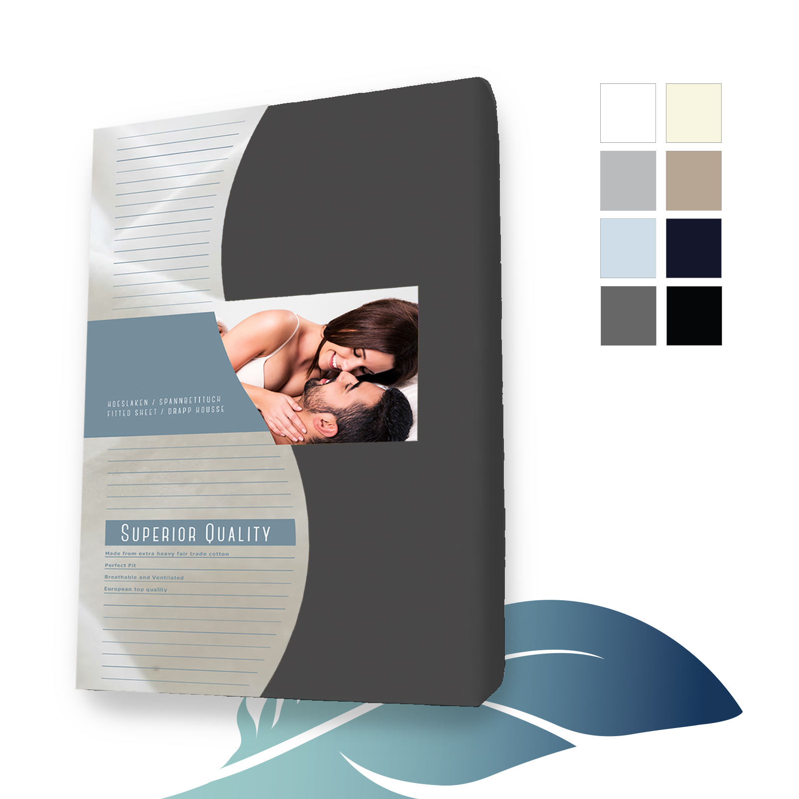 Jersey Splittopper hoeslaken 160 x 210 cm donker Grijs main product photo