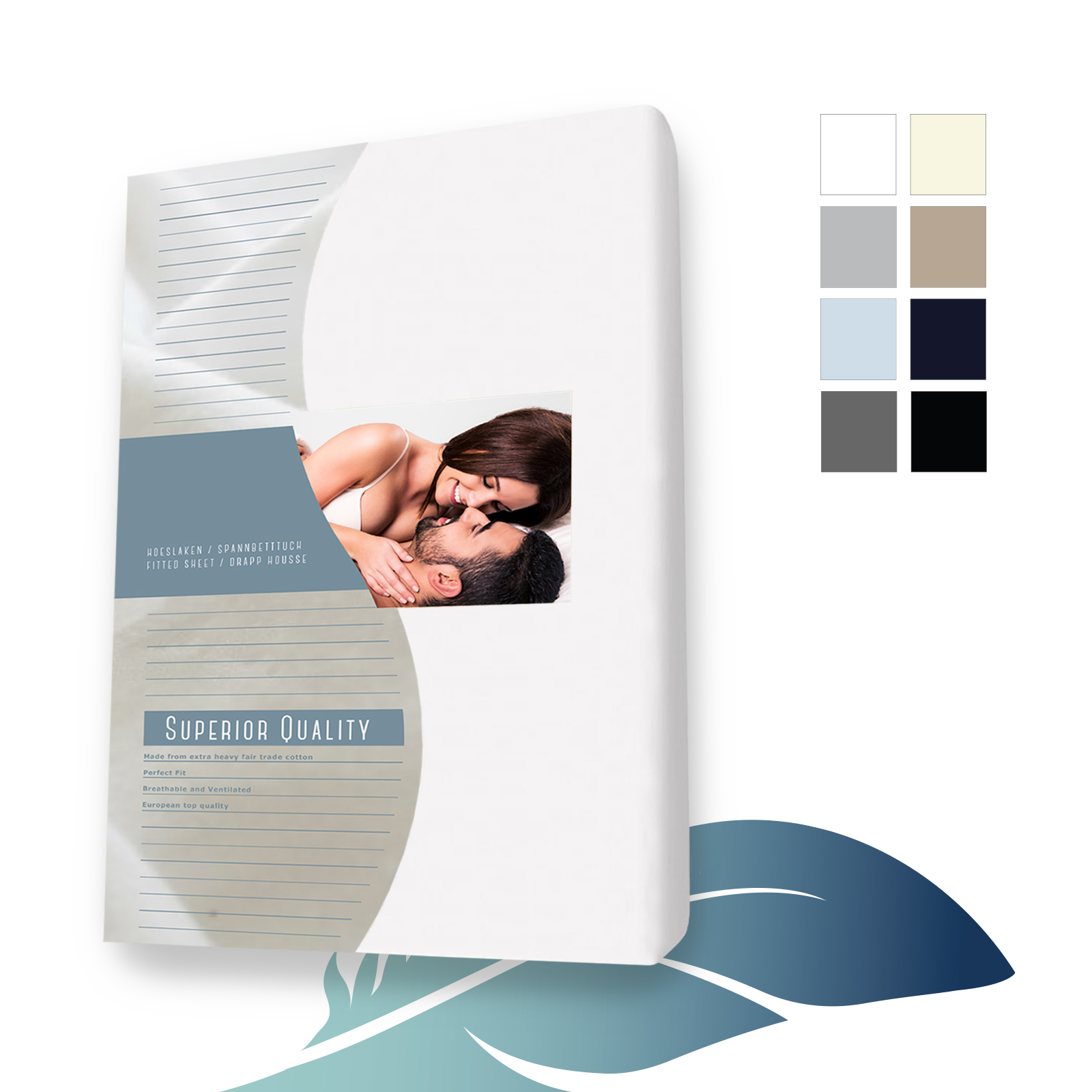 Jersey Splittopper hoeslaken 160 x 210 cm Wit main product photo