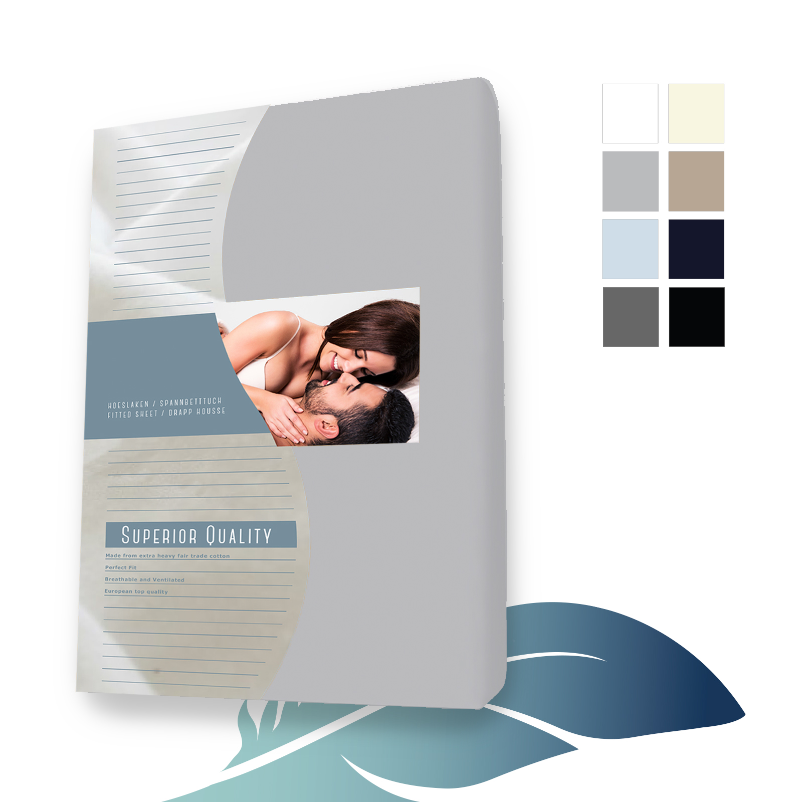 Jersey splittopper hoeslaken 200 x 210 cm zilver Grijs main product photo