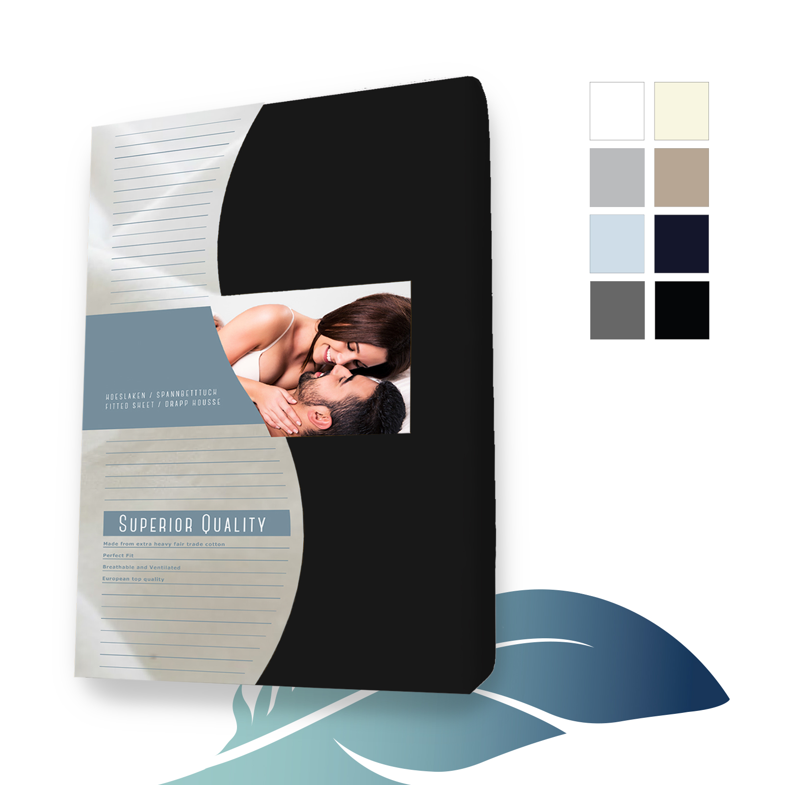 Jersey Splittopper hoeslaken 180 x 220 cm Zwart main product photo