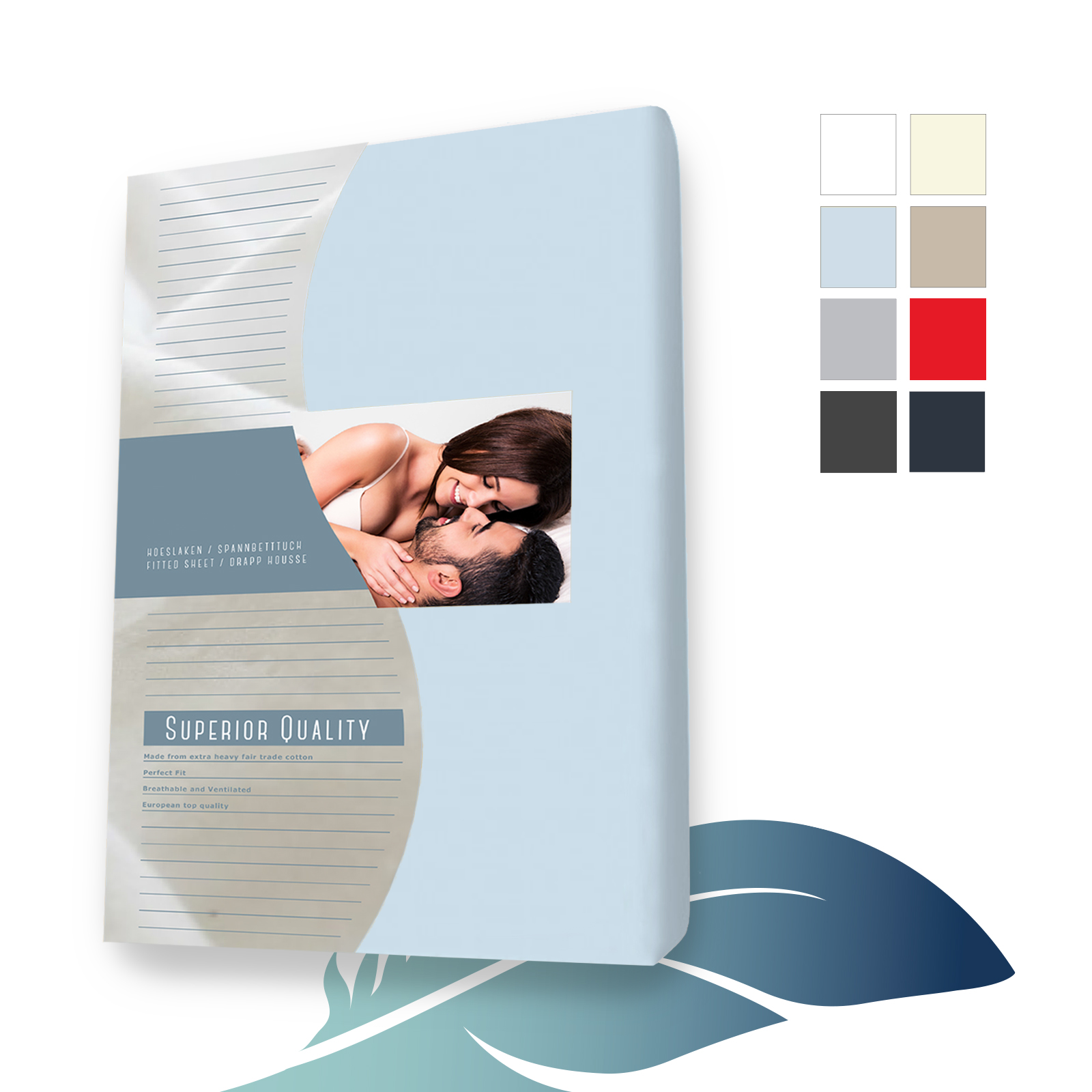 Duopak 2 stuks!! - Topper hoeslaken Jersey Elastaan 80 x 200 cm licht Blauw main product photo