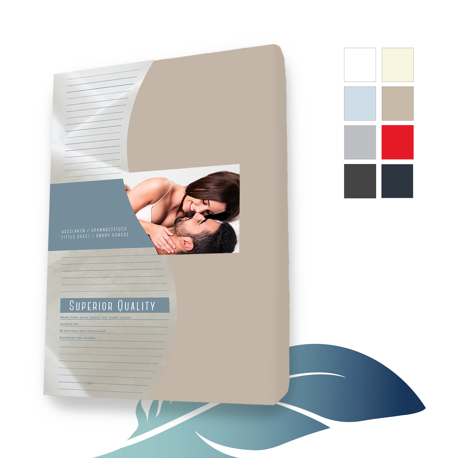 Topper hoeslaken Jersey Elastaan 160 x 220 cm Taupe main product photo