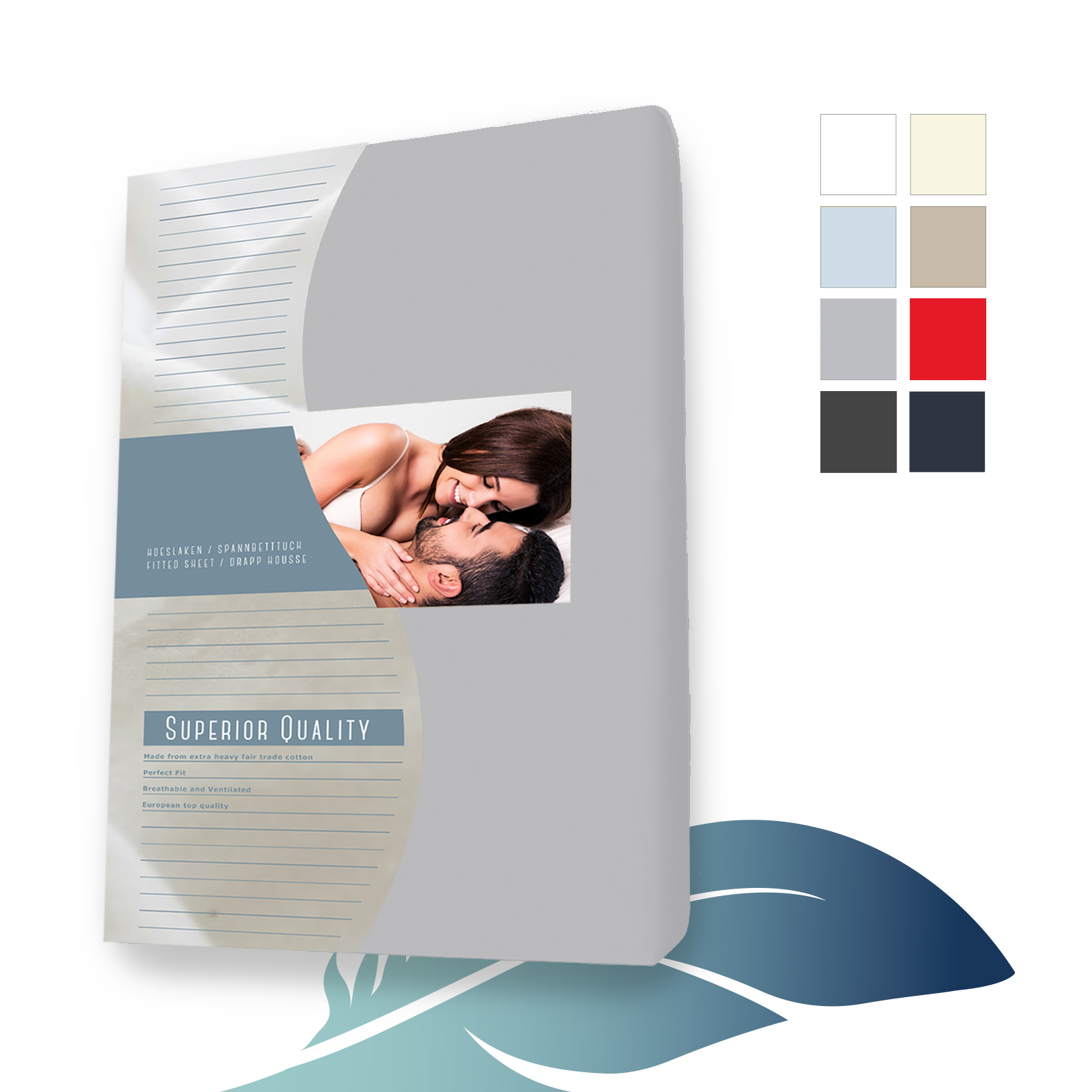 Topper hoeslaken Jersey Elastaan 160 x 200 cm zilver Grijs main product photo