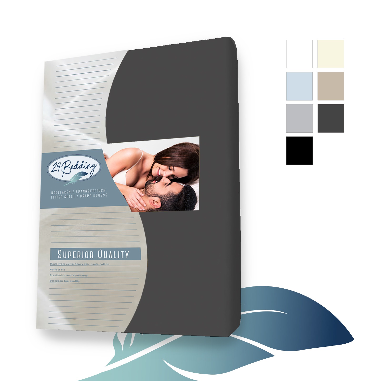 Katoenen topper hoeslaken 140 x 200 cm Antraciet main product photo