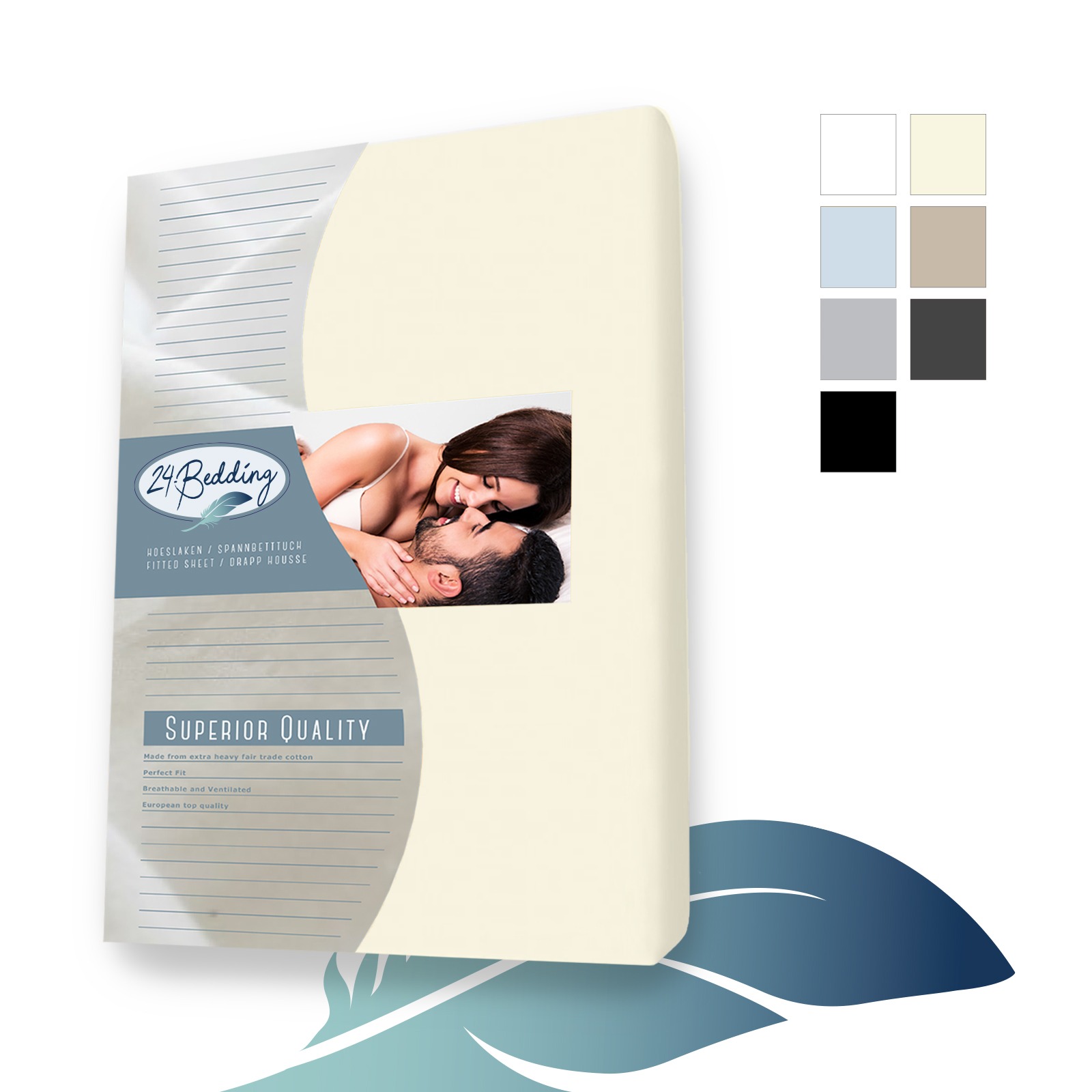 Duopak 2 stuks!! - Katoenen topper hoeslaken 90 x 200 cm Beige main product photo