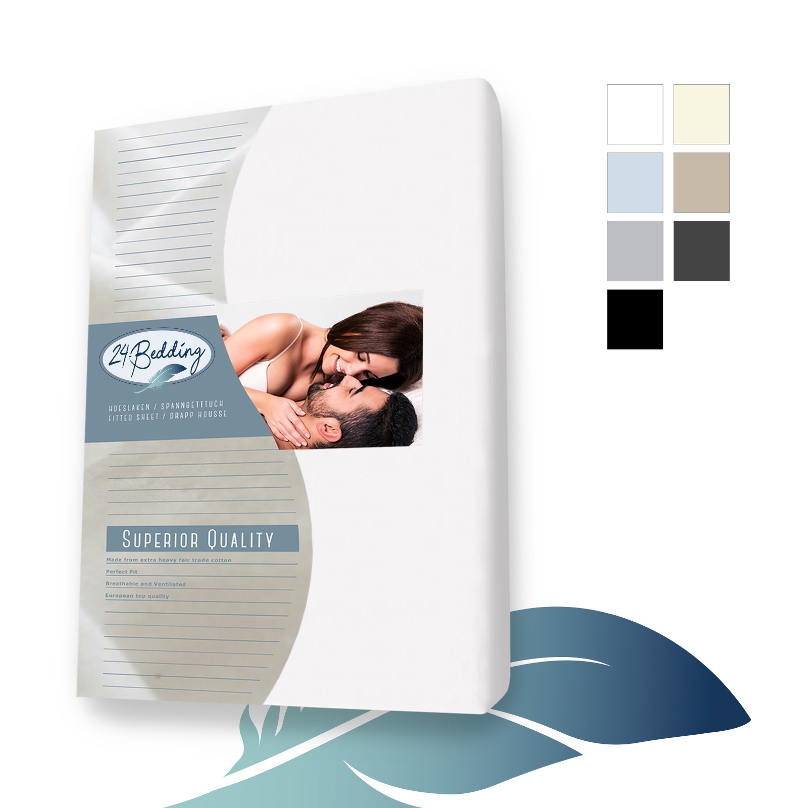 Katoenen topper hoeslaken 90 x 200 cm Wit main product photo