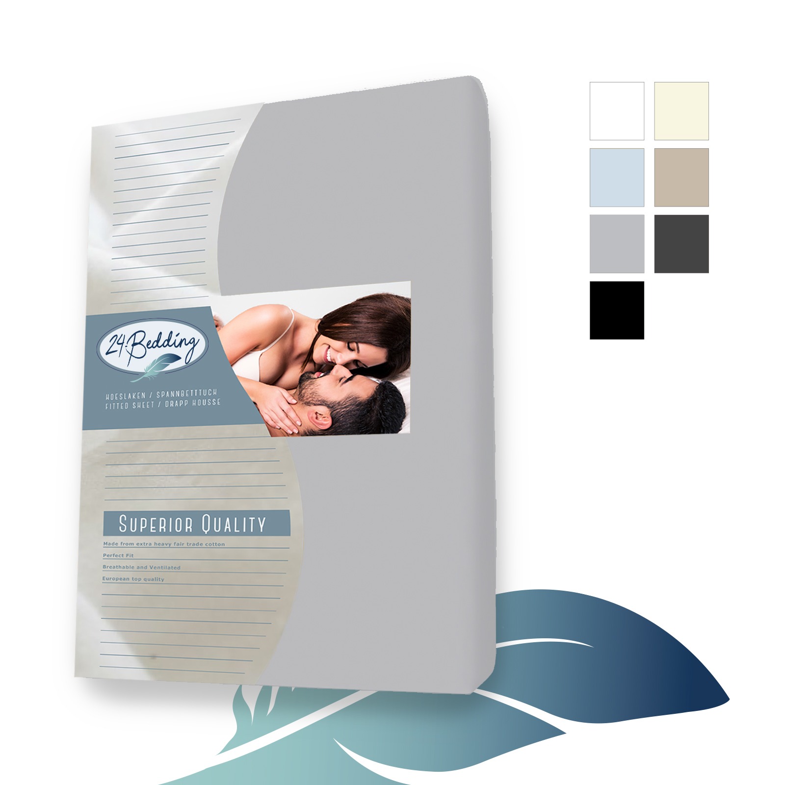 Katoenen topper hoeslaken 180 x 220 cm zilver Grijs main product photo