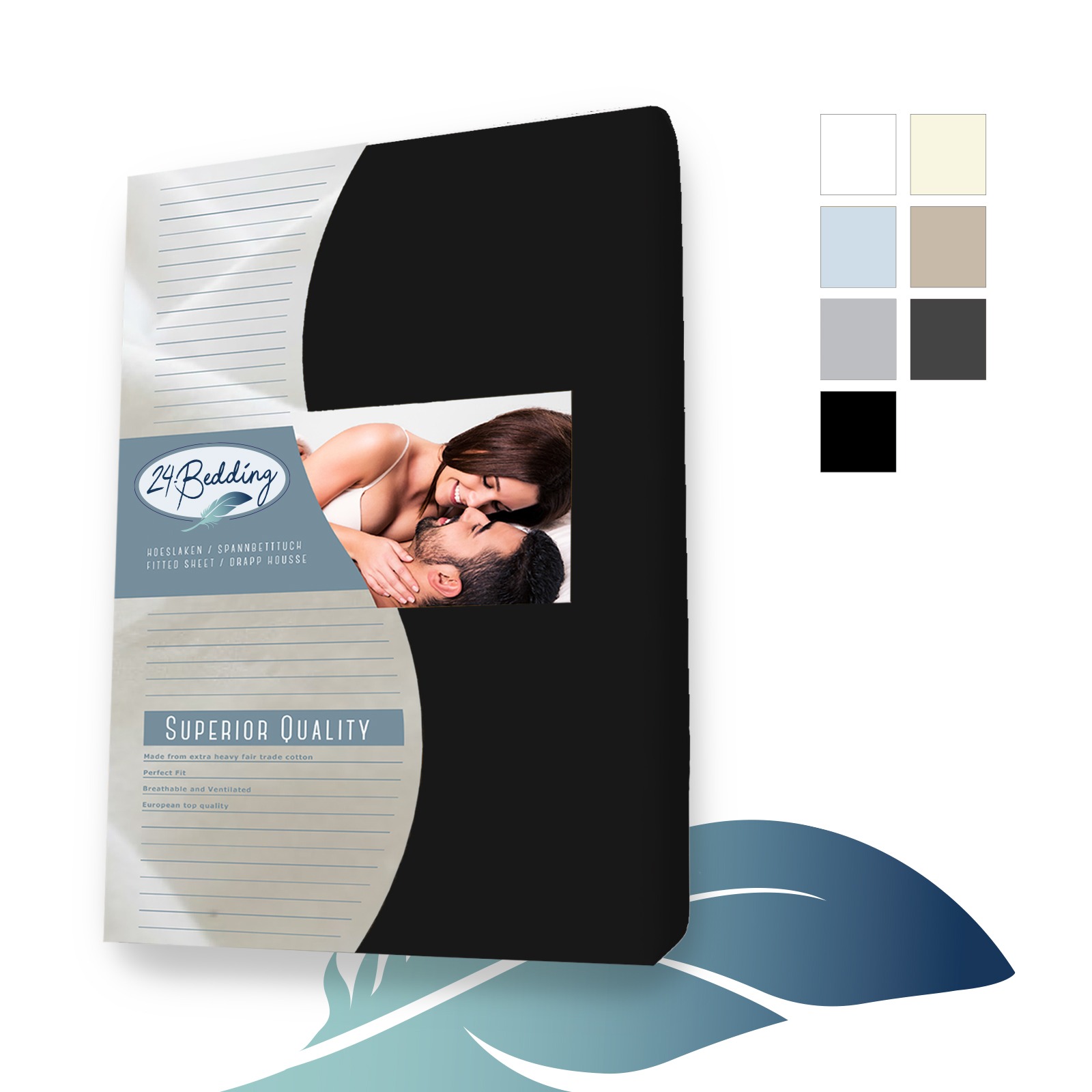 Katoenen topper hoeslaken 80 x 200 cm Zwart main product photo