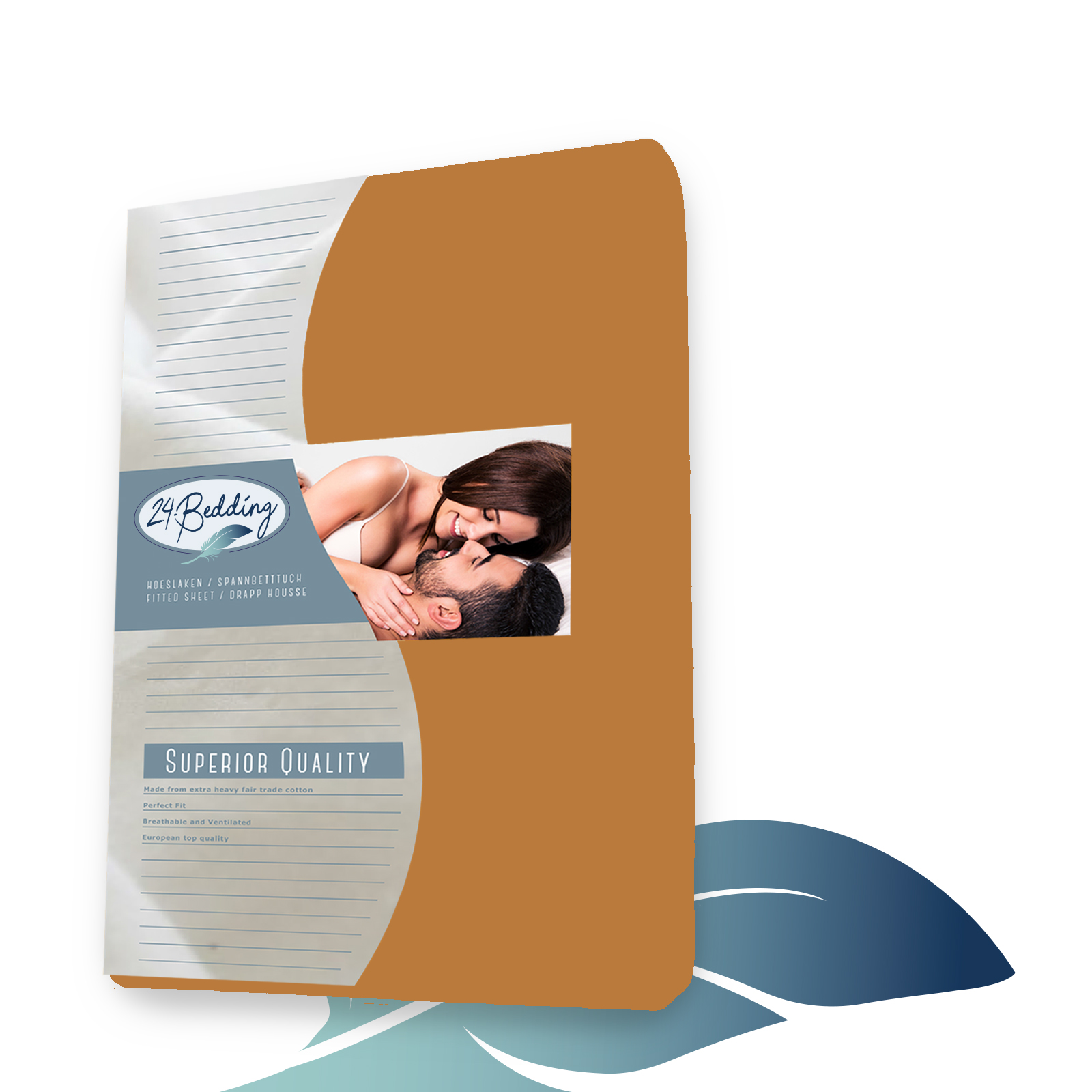 katoenen hoeslaken 180 x 210 cm Cognac main product photo