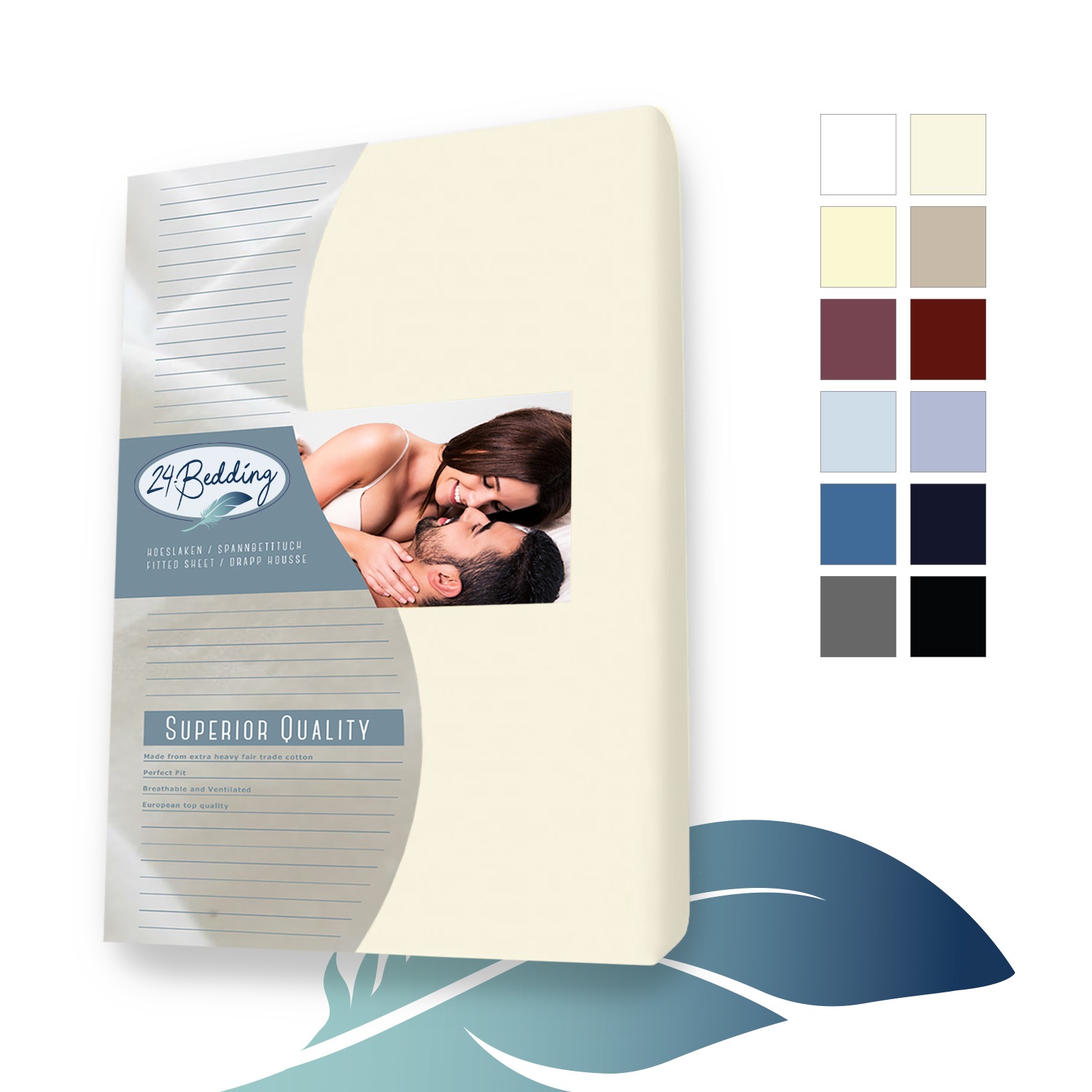 katoenen hoeslaken 180 x 220 cm Beige main product photo