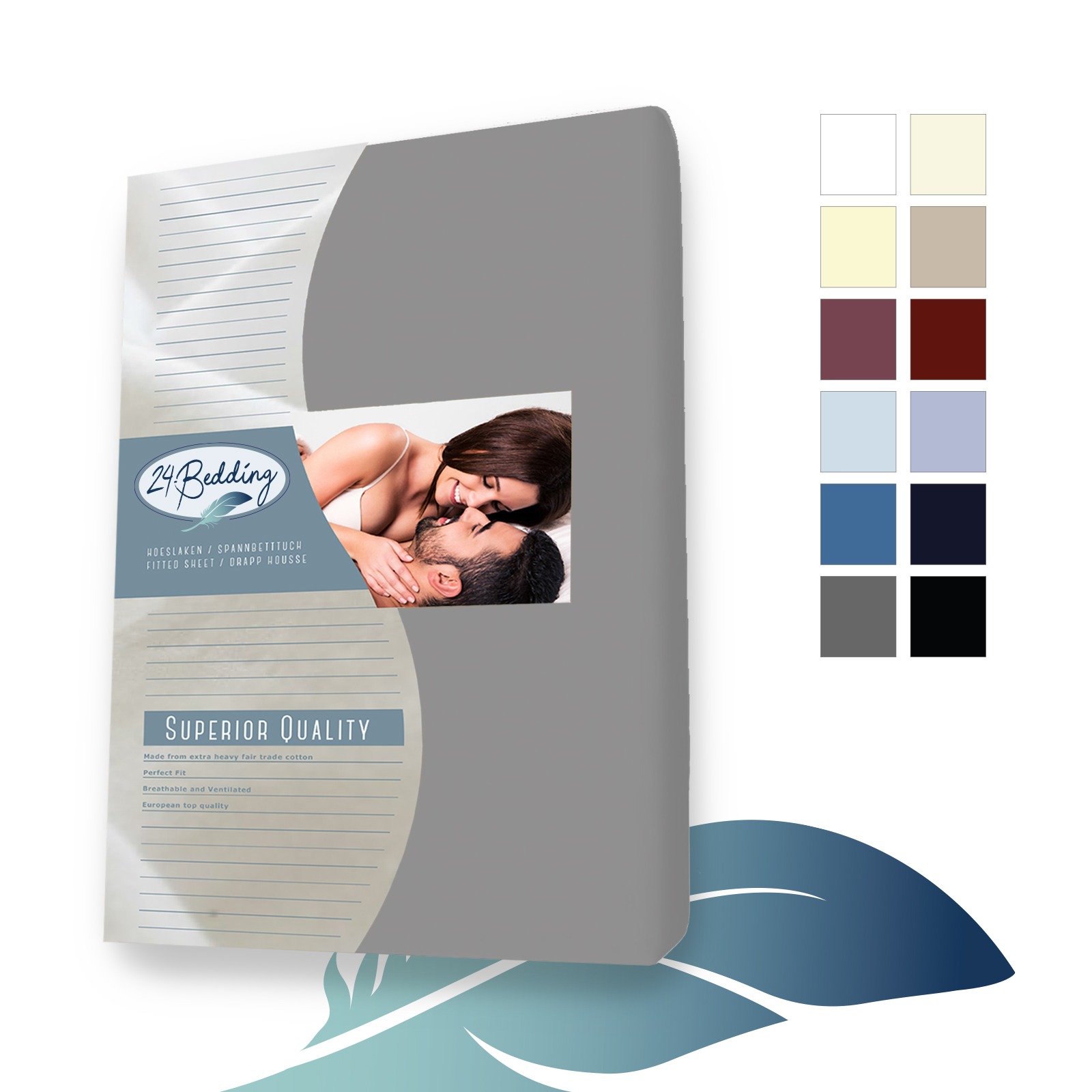 Duopak 2 stuks!! - katoenen hoeslaken 90 x 210 cm donker Grijs main product photo