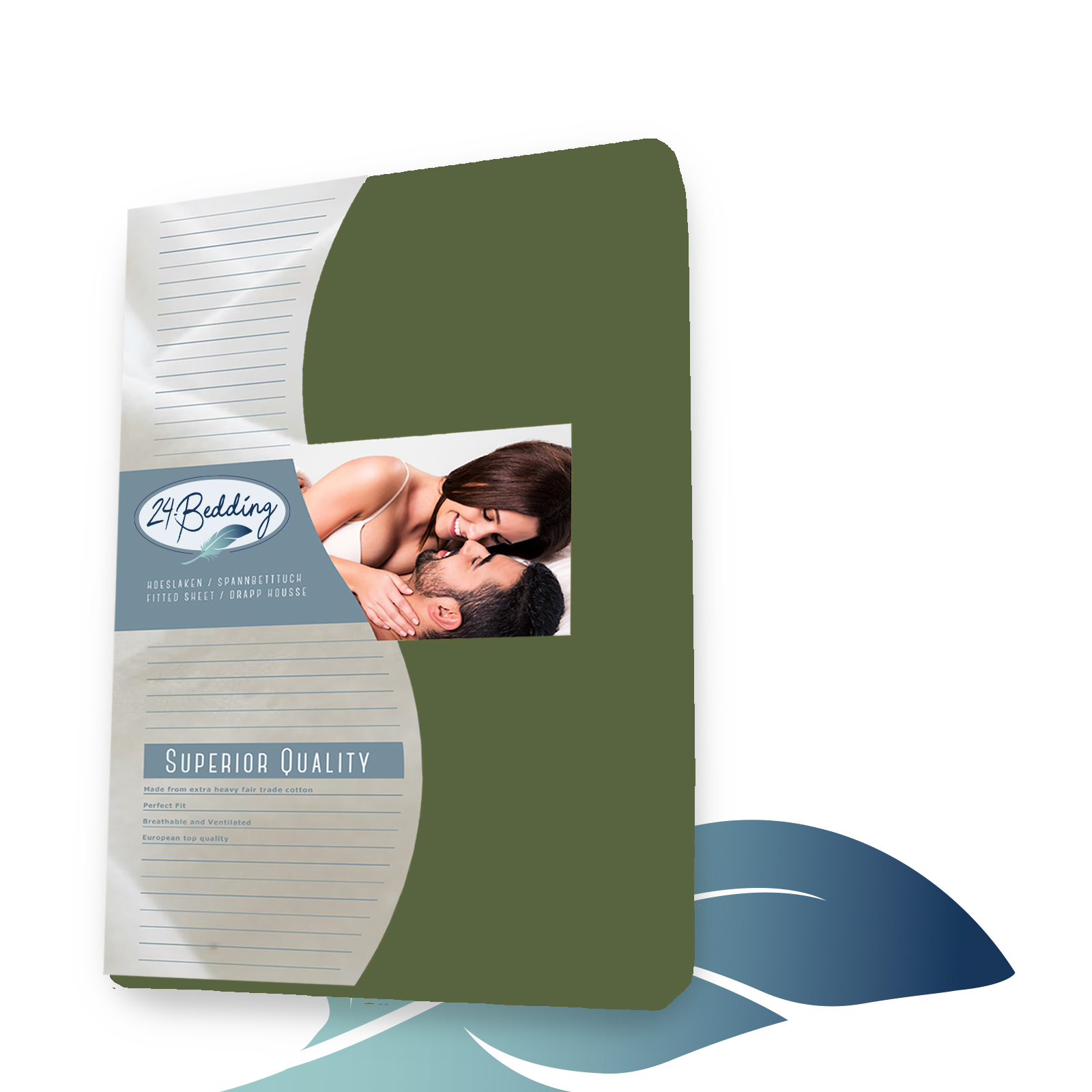 Duopak 2 stuks!! - katoenen hoeslaken 90 x 220 cm Groen main product photo