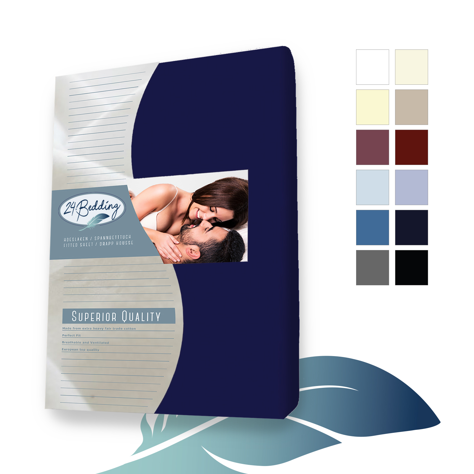 katoenen splittopper hoeslaken 160 x 200 cm soft Blauw main product photo