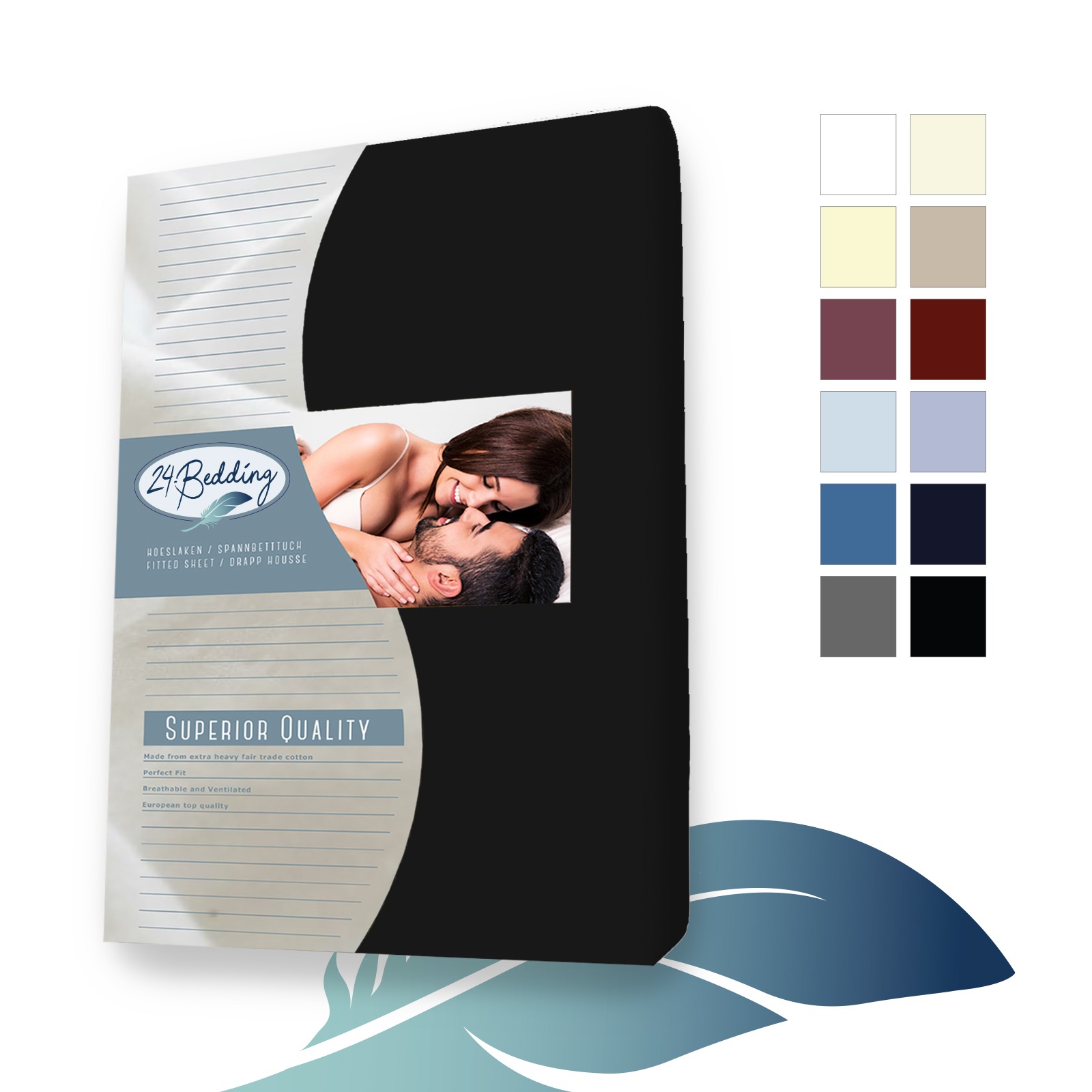 katoenen hoeslaken 90 x 210 cm Zwart main product photo