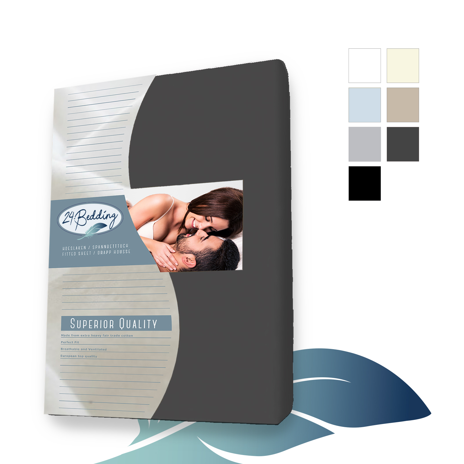 katoenen splittopper hoeslaken 160 x 210 cm donker Grijs main product photo