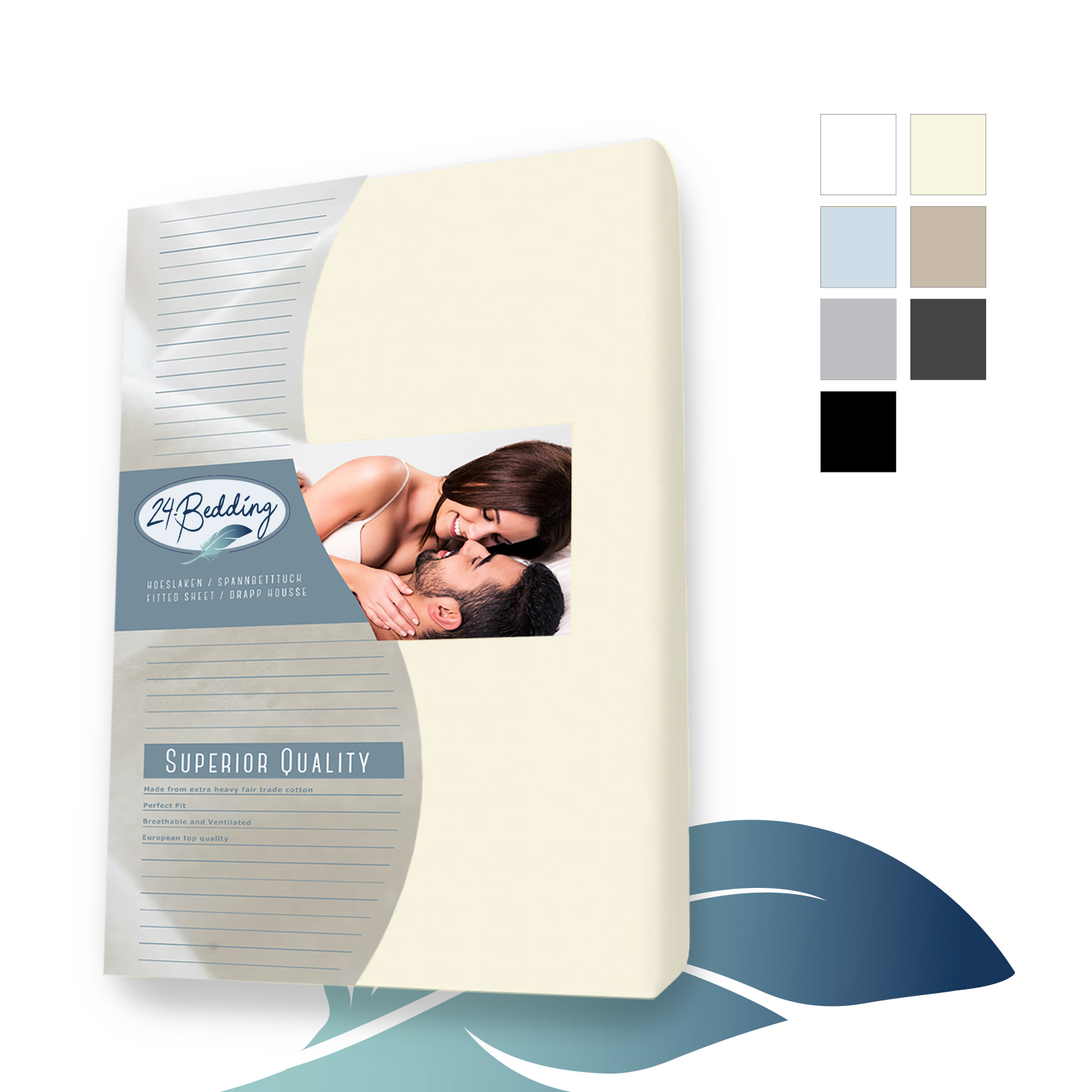 katoenen splittopper hoeslaken 160 x 200 cm Beige main product photo