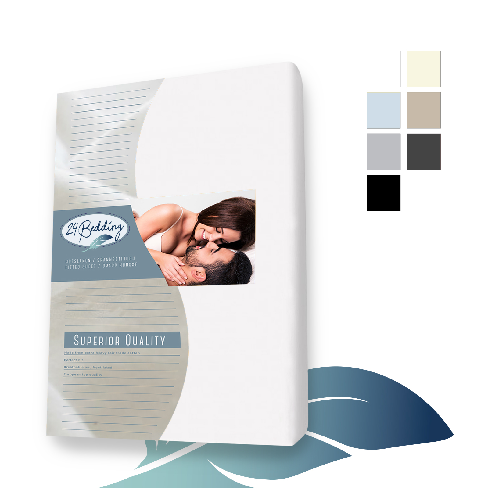 katoenen splittopper hoeslaken 180 x 220 cm Wit main product photo