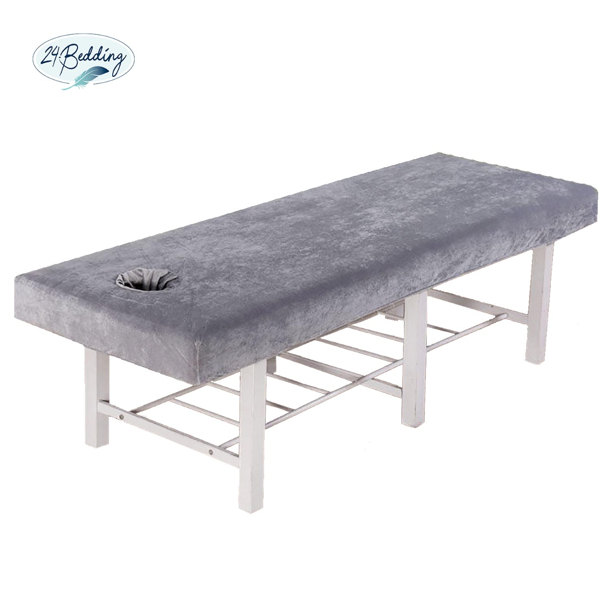 hoeslaken massagetafel met gezichtsuitsparing badstof 70 x 200 - 210 cm Grijs main product photo
