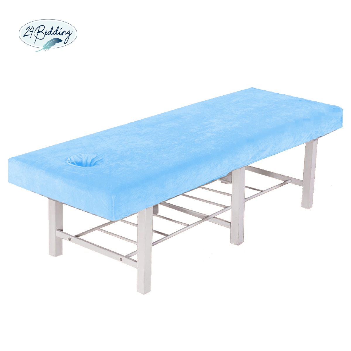 Hoeslaken massagetafel met gezichtsuitsparing badstof 70 x 200 - 210 cm licht Blauw main product photo