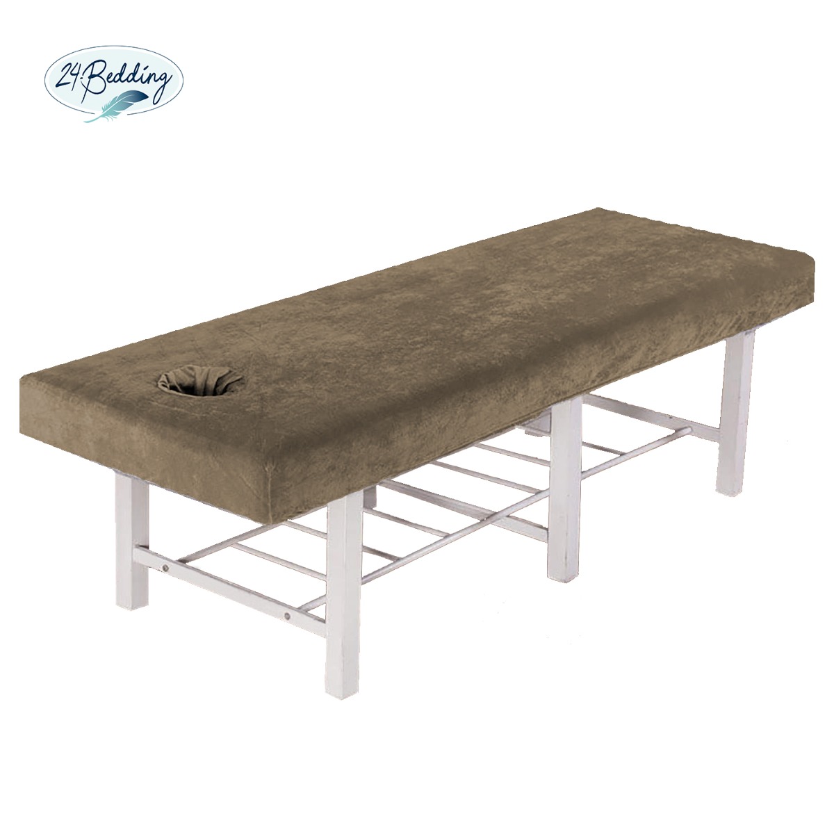 hoeslaken massagetafel met gezichtsuitsparing badstof 70 x 200 - 210 cm Taupe Bruin main product photo