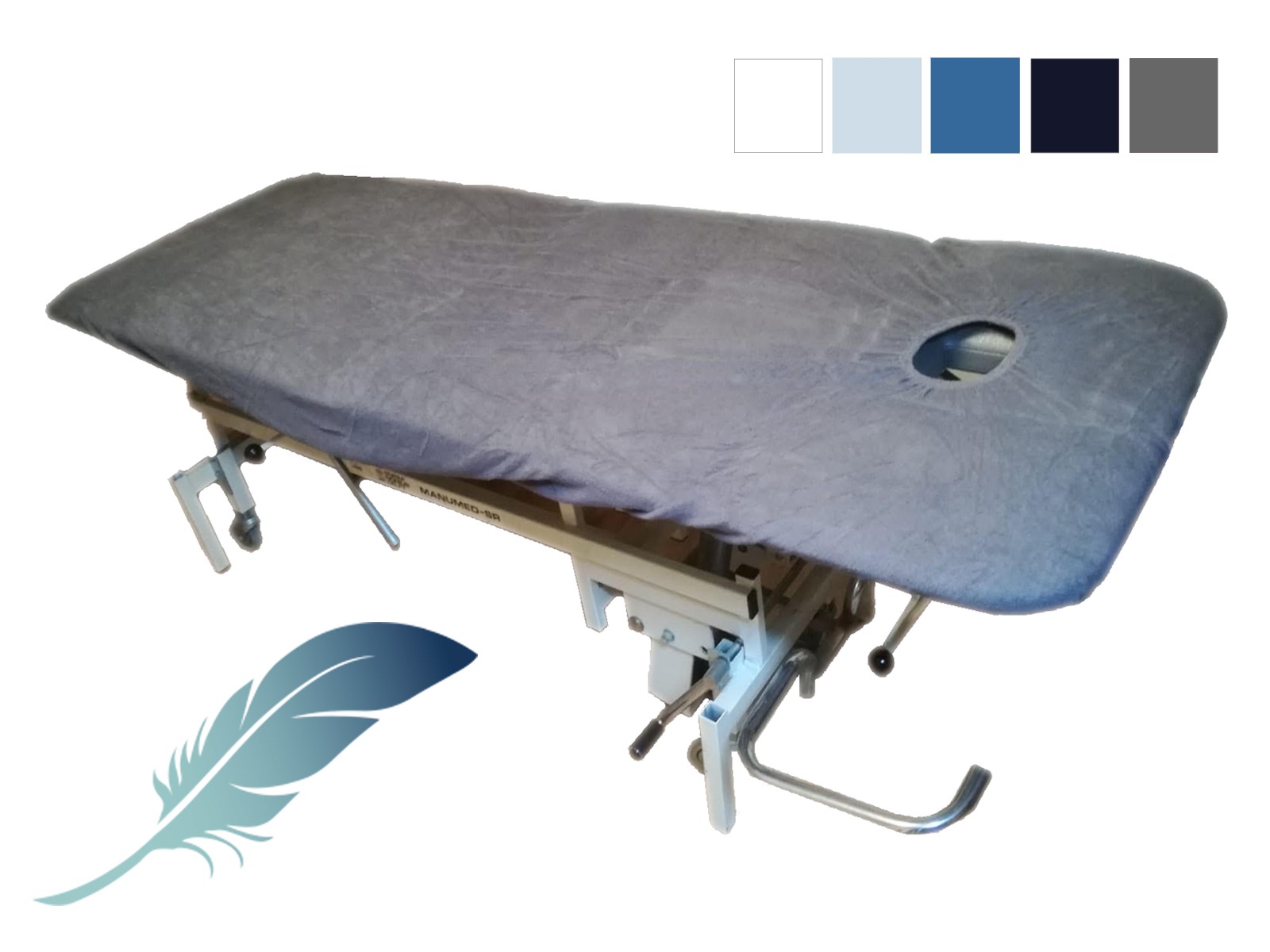 Volwassen Verbazing plafond Hoeslaken massagetafel met gezichtsuitsparing badstof 70 x 200 - 210 cm  licht Blauw